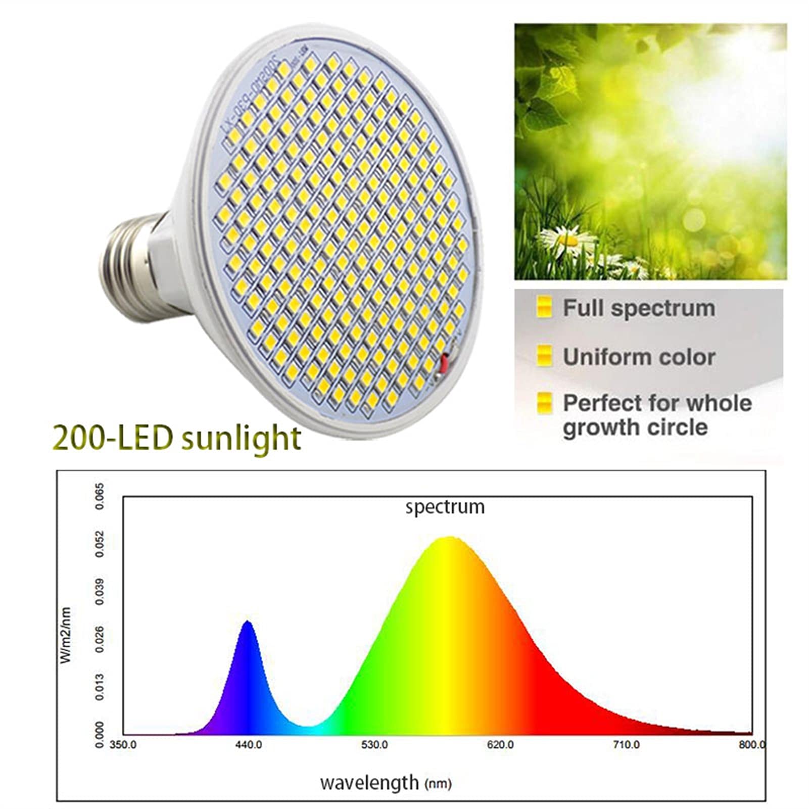 Światło do uprawy dla roślin domowych Pełne spektrum 200 LED Światło do uprawy roślin Żółte Warzywa w pomieszczeniach kultivo Growbox Namiot Pokój domowy Zielony dom Lampa LED do uprawy