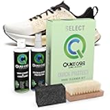 QuickCare Shoe Cleaning Kit, All-in-One Cleaning Shoes for Sneakers, 8 oz Water & Stain Protector for Shoes, Hats & Jackets, 8 oz Shoe Cleaner & Conditioner for Lasting Care, Includes Brush & Sponge
