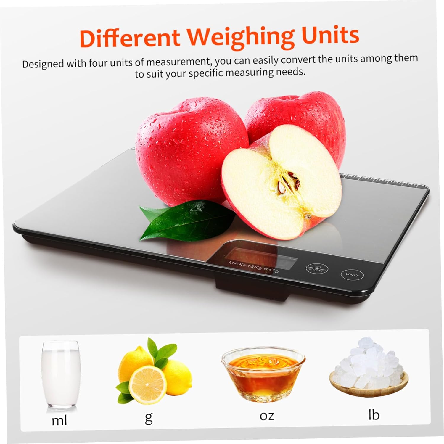 Digital Kitchen Scale High Precision Food Weight Scale with Tare Function Capacity Stainless Steel Panel Easy Cleaning Grams Ounces for Meal Prep Baking Cooking