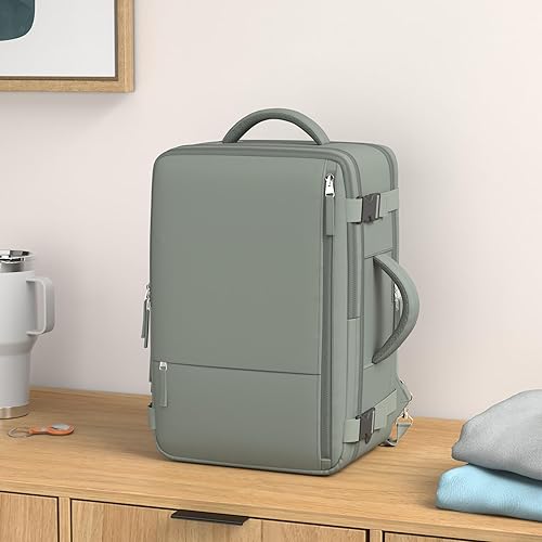 Miniatura 2 de Mochila de viaje para hombres y mujeres, aprobada para vuelo, mochila de mano, mochila para artículos personales, Verde oliva-Verde, Mochilas de