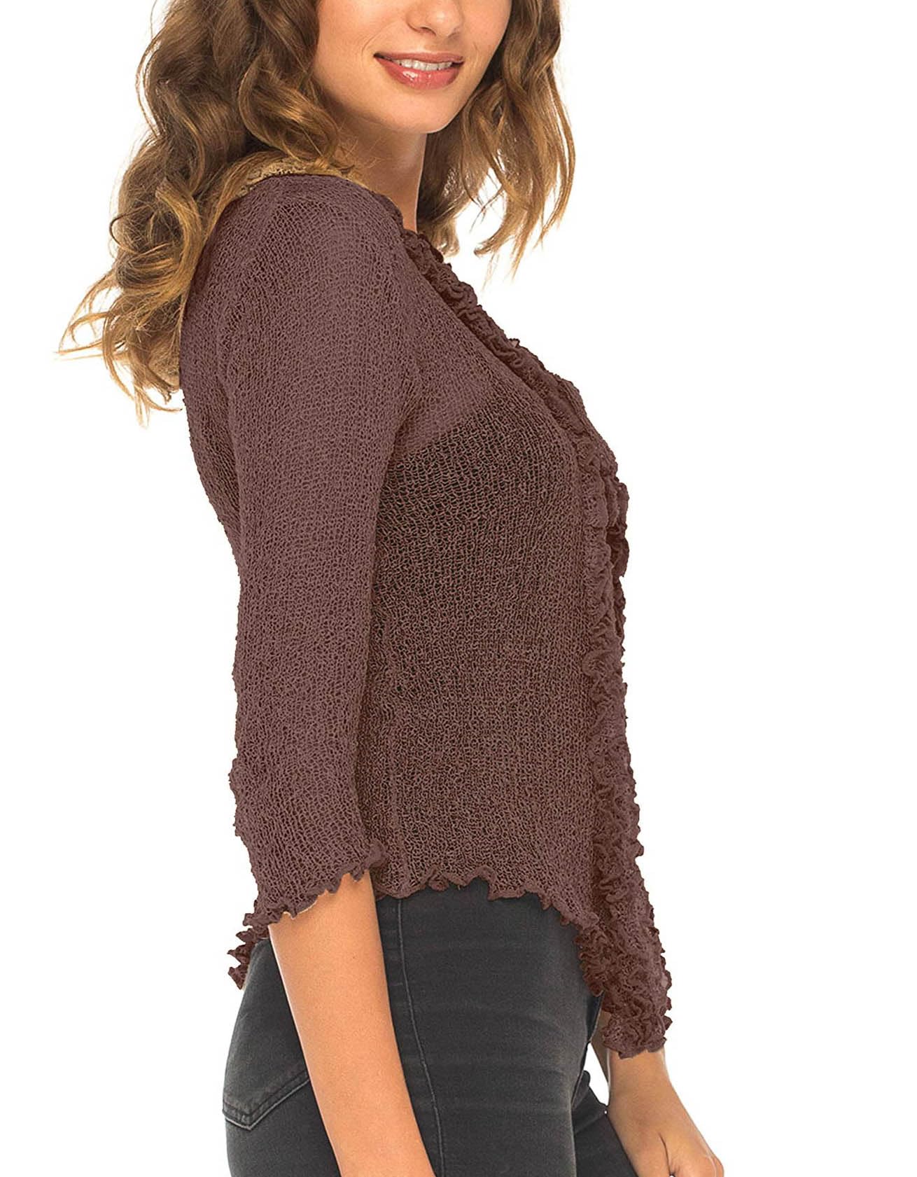 SHU-SHI - Bolero Transparente para Mujer - con Volante - Punto Ligero