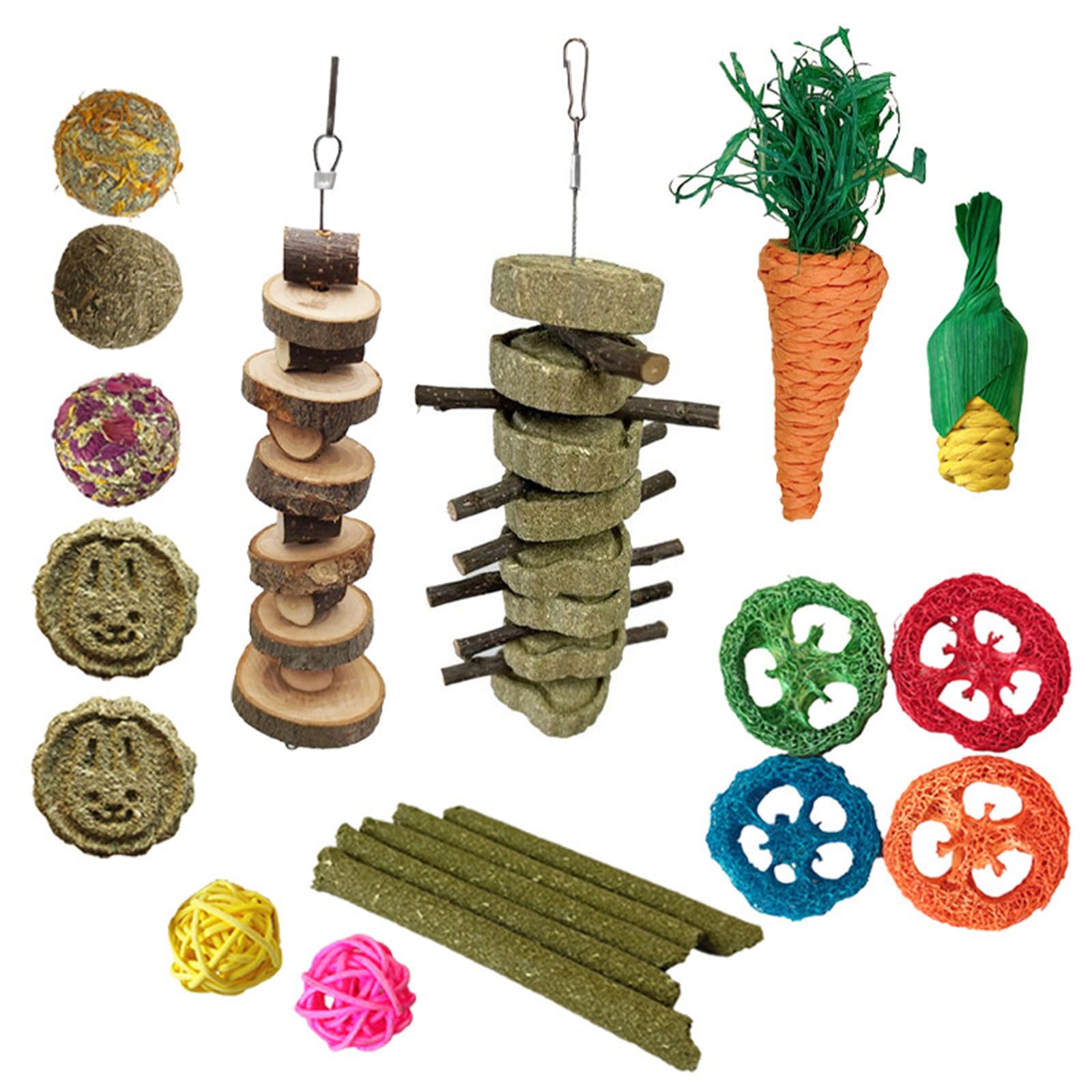 NEWFT Bird Toy Hamster Tearing Chewing Toy for Teeth Wood Block Cluster Cage Teeth Toy Pet Grinding Teeth Toy