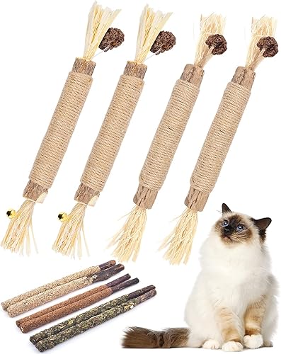 Miniatura 2 de TINDTOP Silvervine - Paquete de 13 palitos masticables de hierba gatera natural para limpieza de dientes de gatitos, cuidado dental Matatabi,