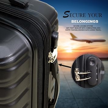 24 Medium Suitcase, Expandable Travel Suitcase with 4 Dual Spinner Wheels, Hard Shell ABS Hand Luggage Travel Trolley Case with Lock, Lightweight, Durable, Pure Black, 85L