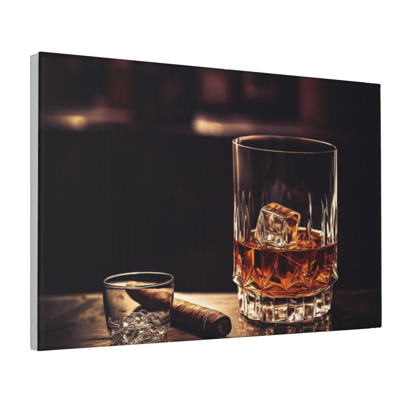 Framed Wall Art for Living Room Art Work, Whisky and Cigar Picture Prints Modern Office Wall Paintings Poster Aesthetic Wall Decorations for Home Decor Ready To Hang 16"x24"