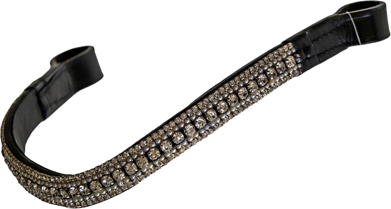 Leather English Bridle Soft Padded Browband Crystals for Horse Bridles Sparkly Bling Diamond Decorated Bling Dressage M36