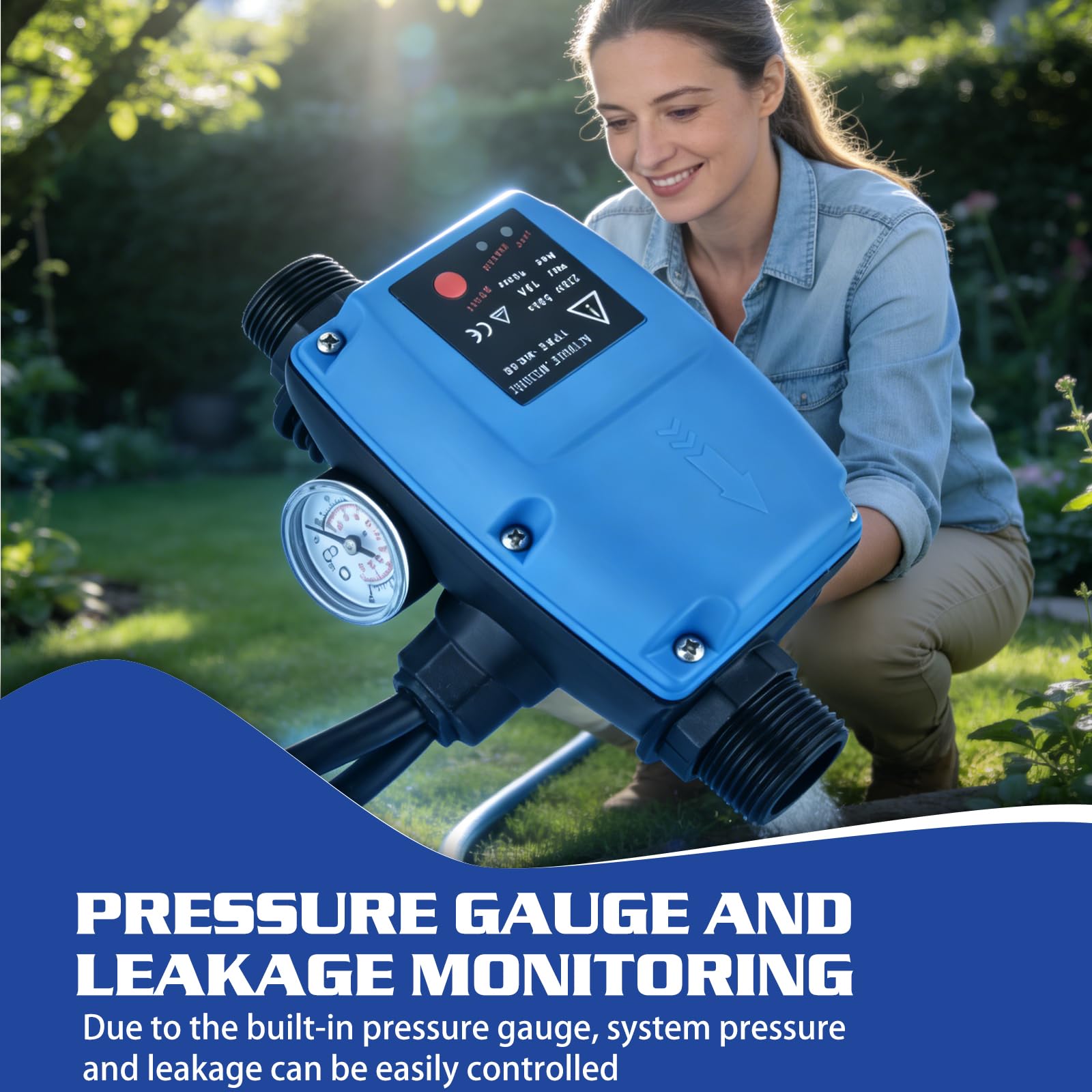 Régulateur de Pression Automatique pour Pompe, Pressostat de Commande de Pompe avec Protection Contre la Marche à sec, Débitmètre électronique pour Systèmes D'alimentation en Eau Domestique