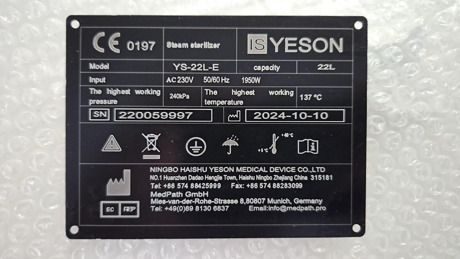 22 Liter New Dental Vacuum Steam Autoclave Sterilizer With Printer USB Class B CE, 11 Standard Program