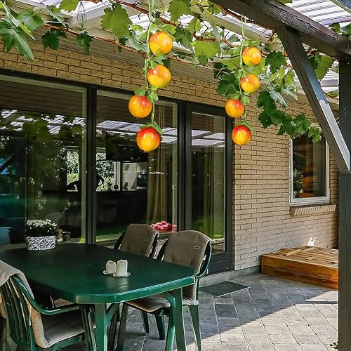 Miniatura 5 de BAOZOON 2 racimos de cuerdas realistas para colgar frutas, 8 piezas, melocotón, mango, fresa, manzana, granada, brocheta de frutas artificiales,