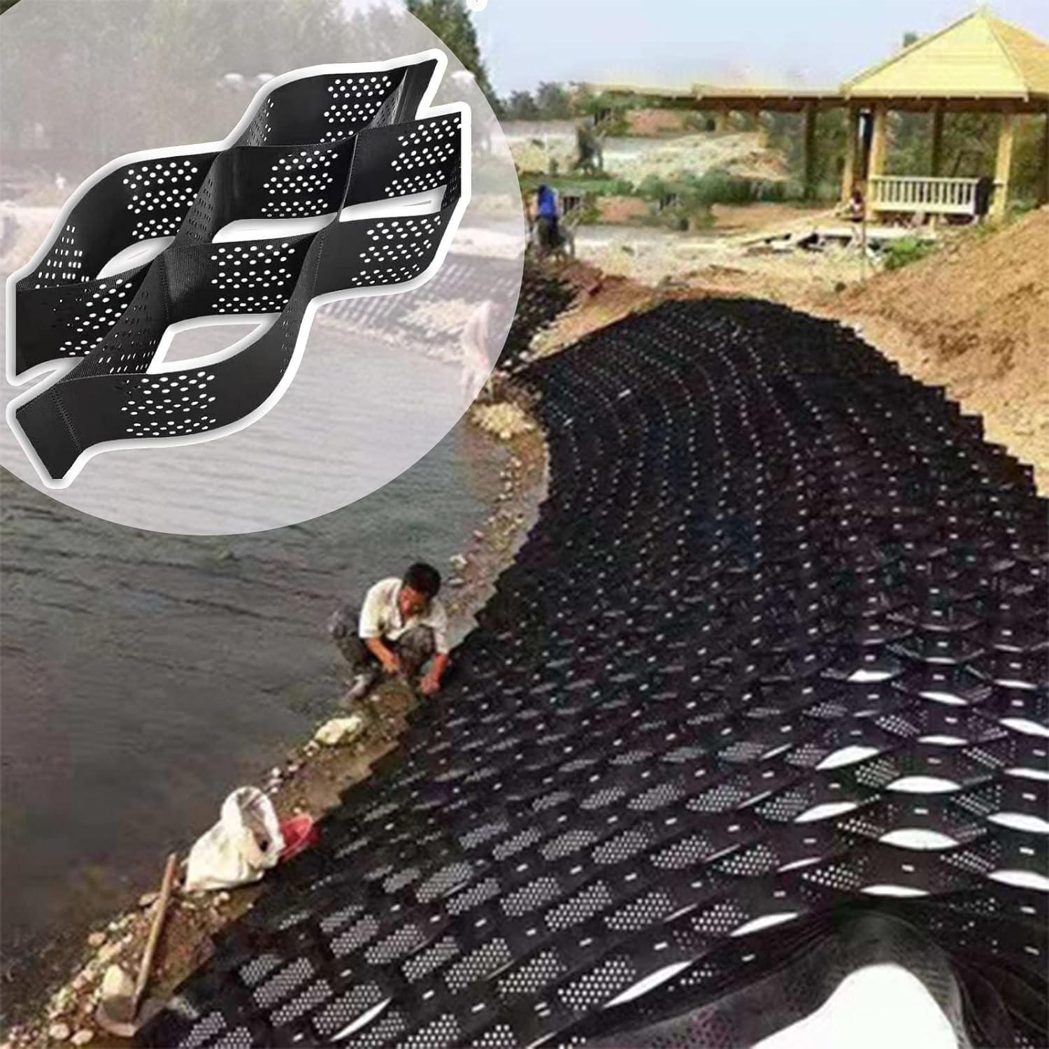 Geocell Grid maille de géogrille HDPE pour herbe et gravier de sous-sol