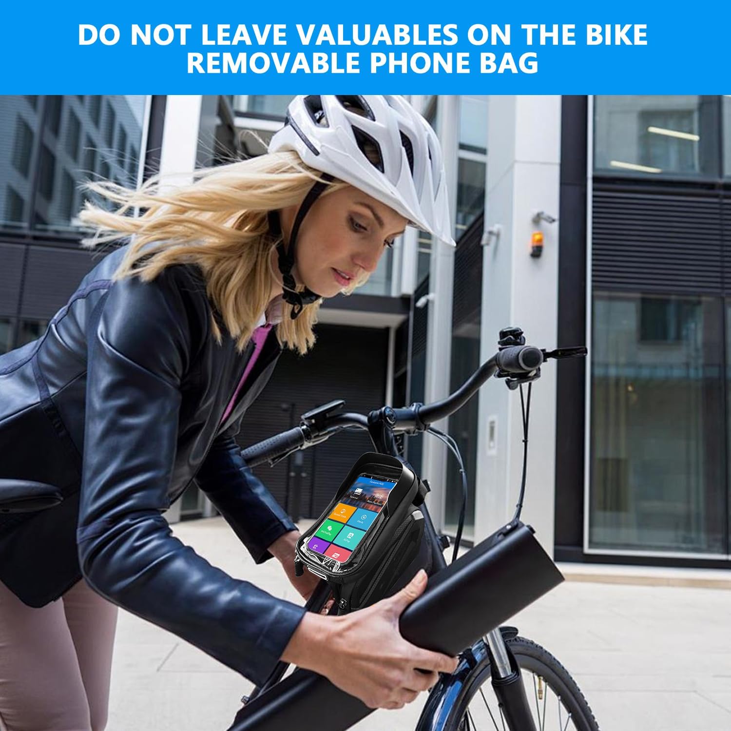 Bike Frame Bag - 2.73L Detachable Touchscreen Pouch with EVA Hardcase & 360 Swivel, Waterproof Top Tube Bike Bag/Handlebar Mount for iPhone/Samsung up to 7" - MTB/Road/Ebike Accessories