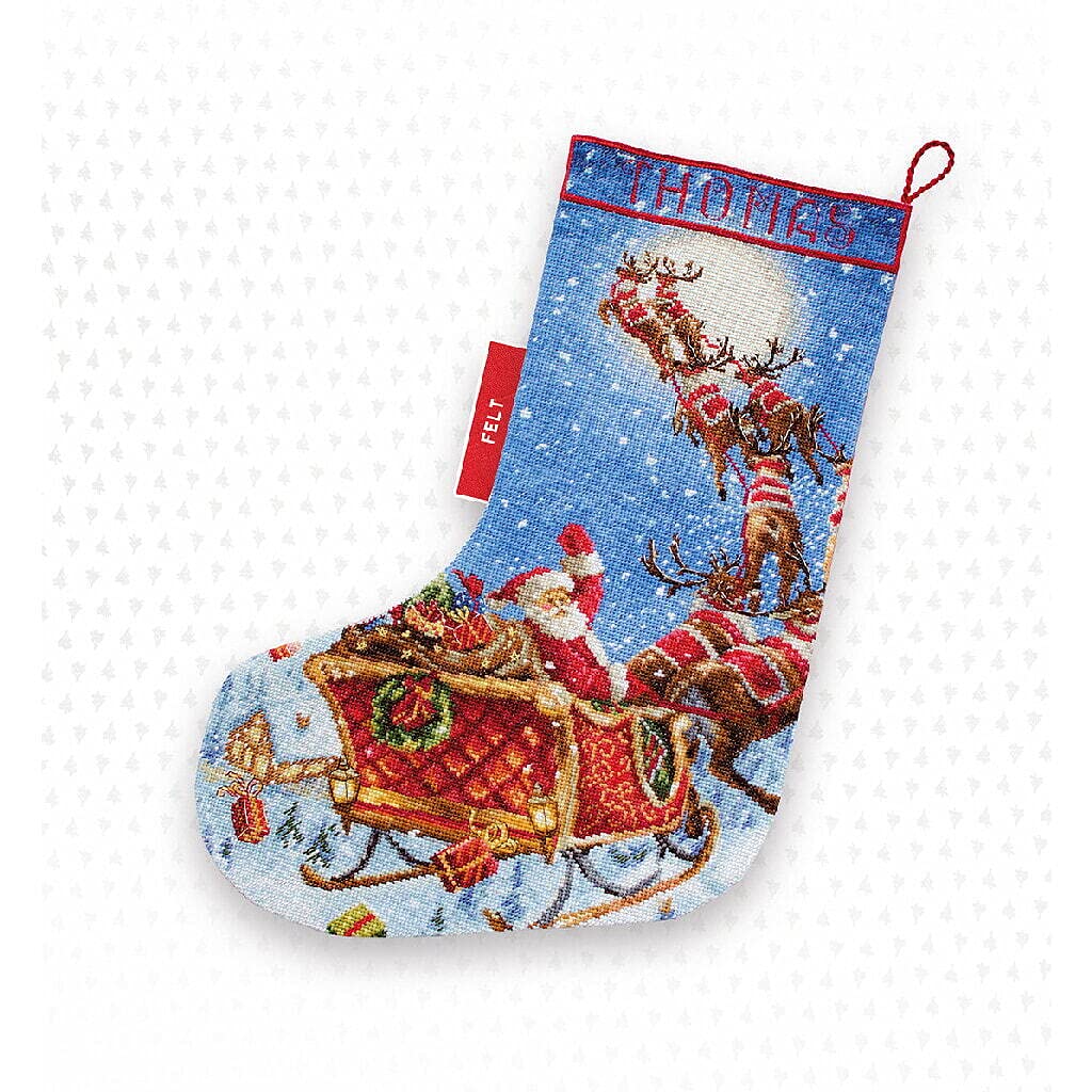 Letistitch Cross Stitch Set Christmas Stocking The Reindeer on The Go Counted Pattern 38 x 25.5 cm