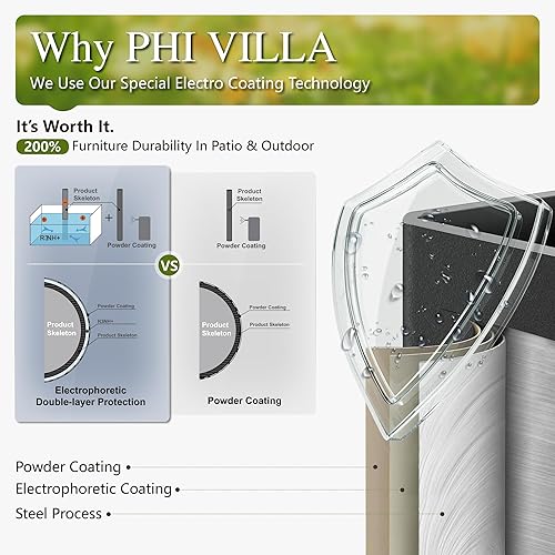 Miniatura 5 de PHI VILLA Juego de 2 sillas de comedor de metal para exteriores, sillas de patio apilables negras, capacidad de 300 libras (colmena)