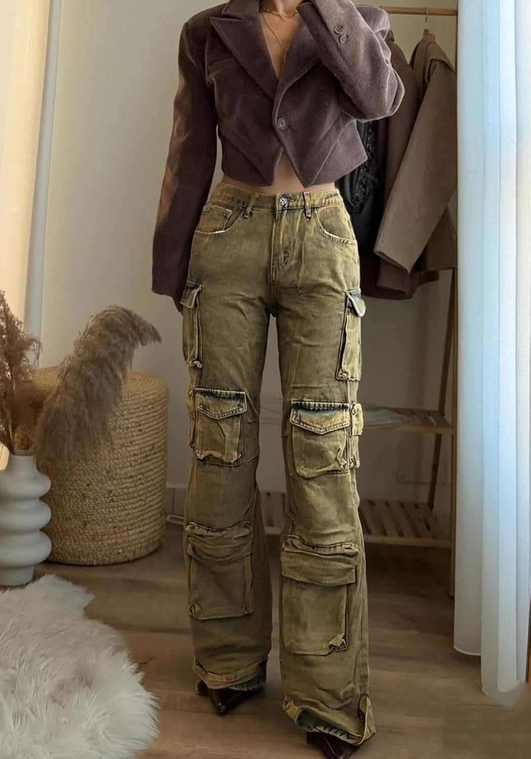 Vaceky Denim Baggy Jeans Women Straight Leg Y2K Distressed Cargo Joggers with Pockets - Image 3