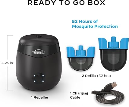 Thermacell Patio Shield Mosquito Repellent E-Series Rechargeable Repeller; 20 Mosquito Protection Zone; Includes 12-Hour Repellent Refill & 40-Hour Refill; Bug Spray Alternative