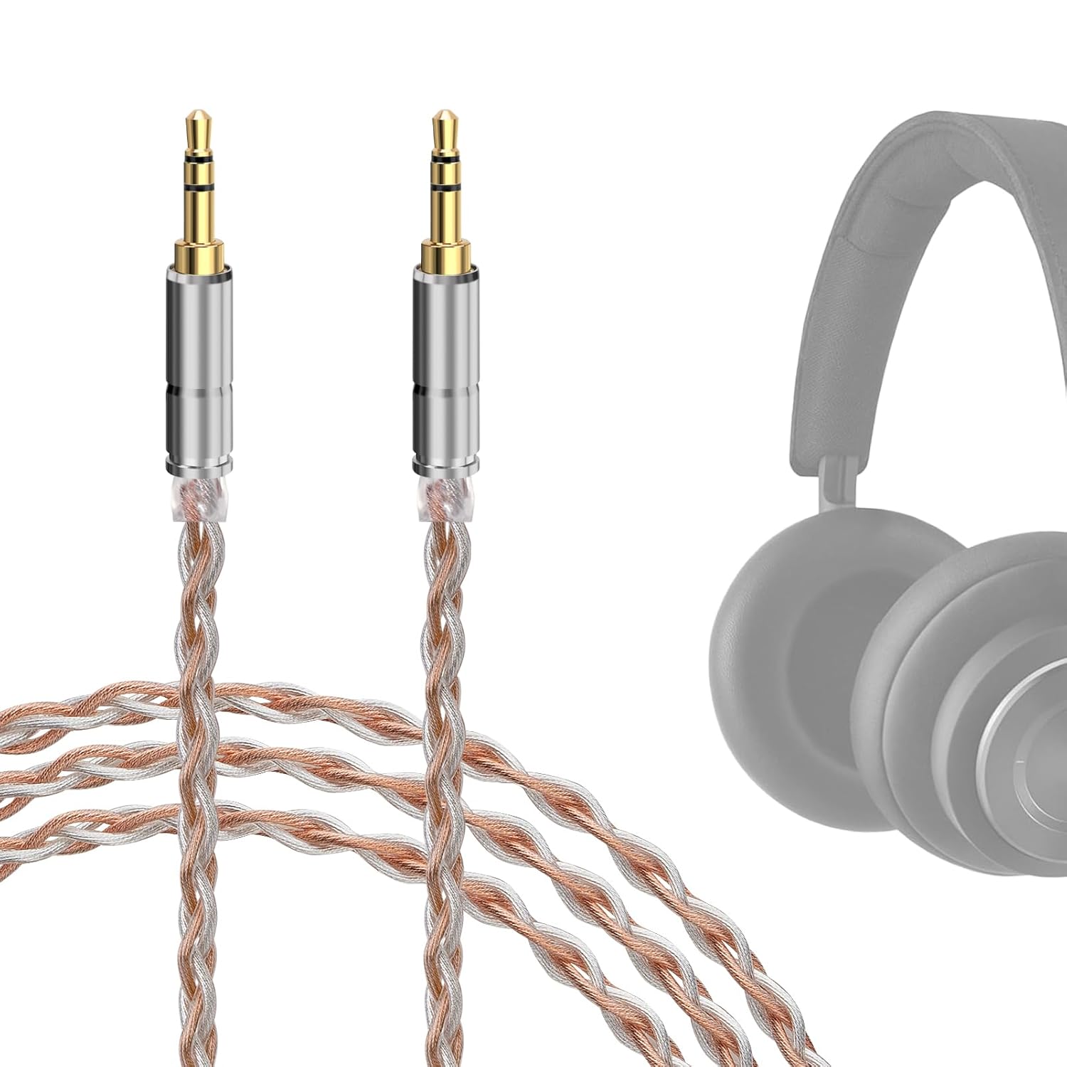 GEEKRIA Apollo Silver-Plated Upgrade Audio Cable Compatible with Sony WH-1000XM6, Skullcandy Crusher ANC 2, Beats Solo 4 Headphones, 3.5mm Replacement Headphones Cord (4.9ft/1.5m)