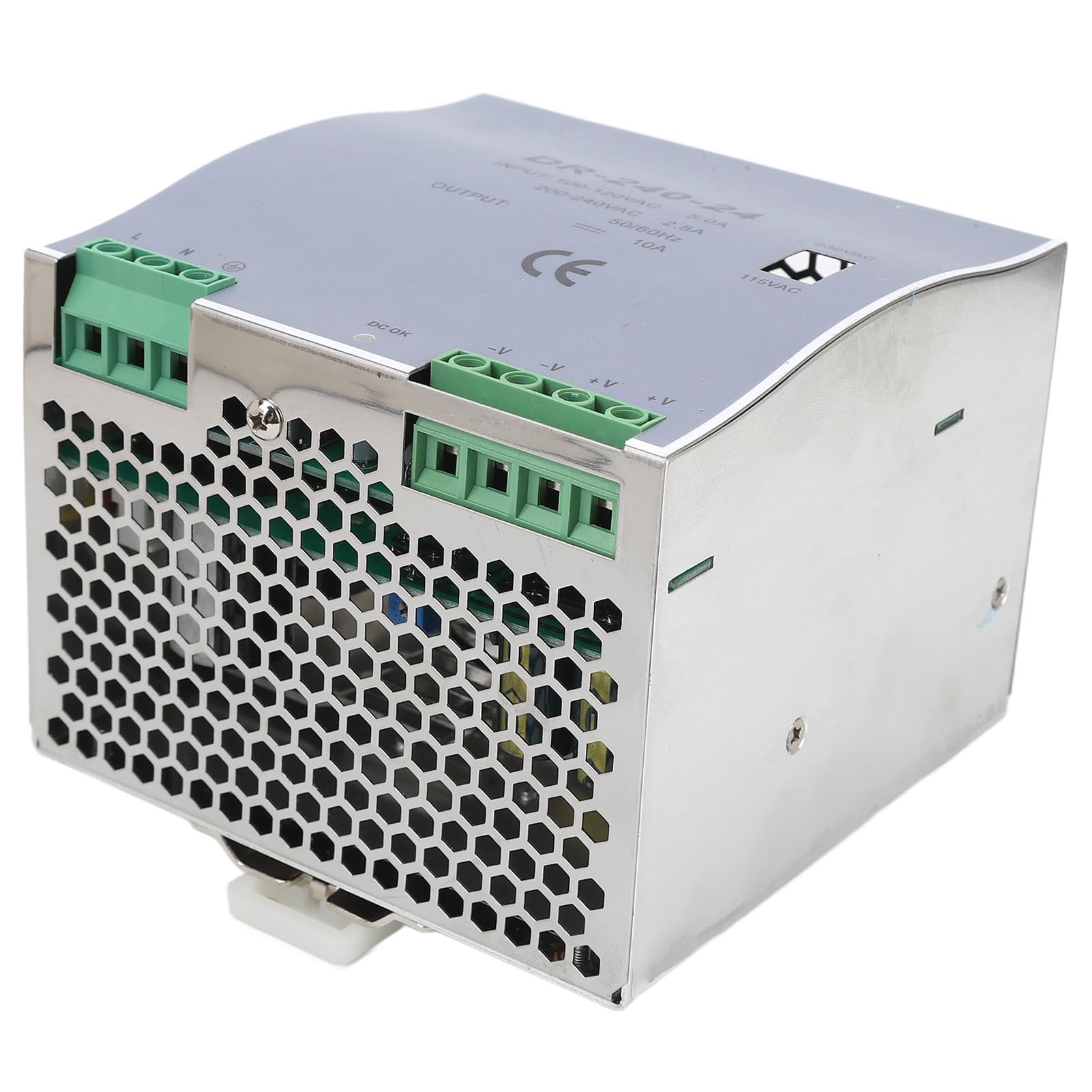 Convertidor de CA a CC de 240 W, Fuente de alimentación conmutada en Carril DIN, protección contra sobrecarga de 100-120 V 200-240 V (Salida de 24 V)