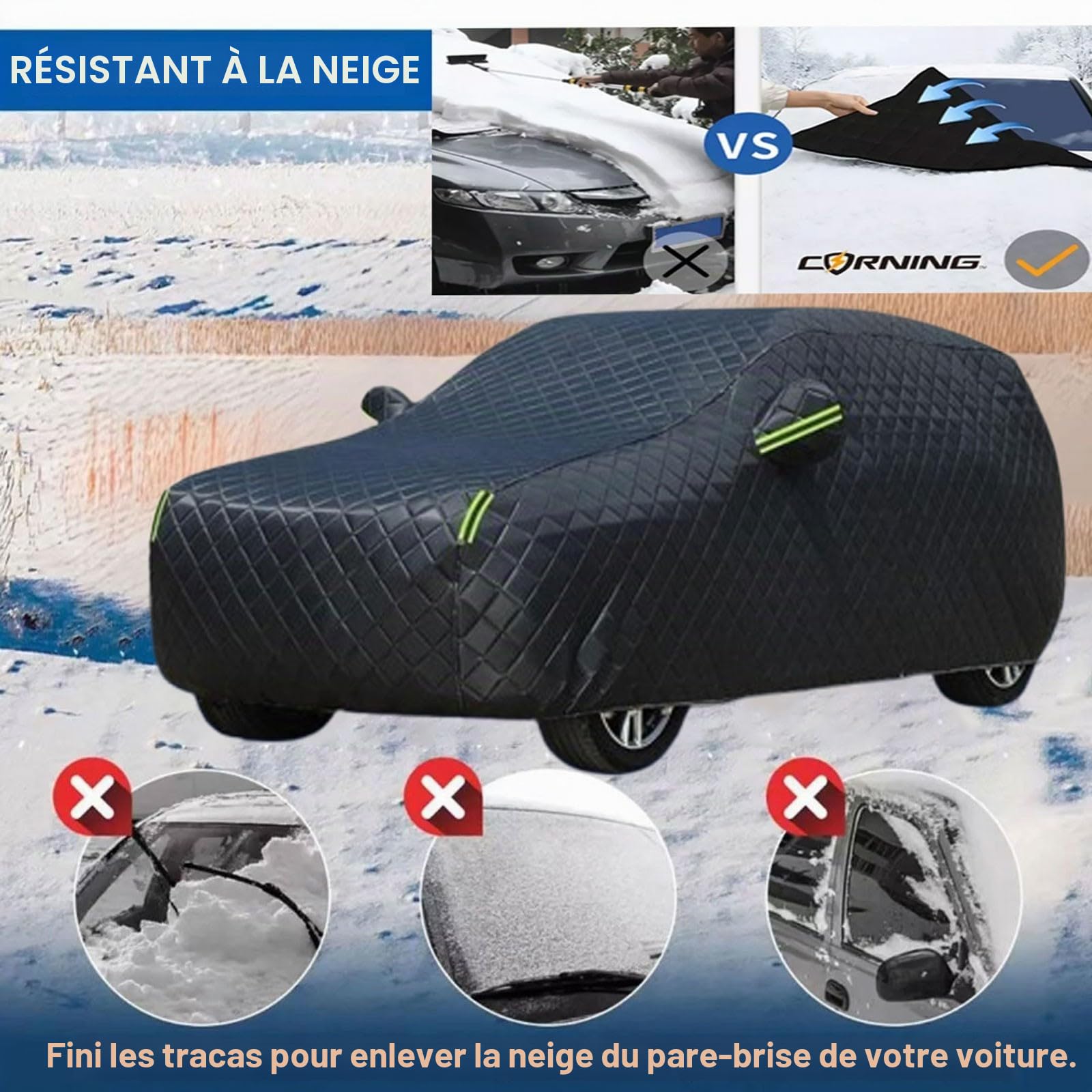 Bâche Anti-grêle Épaissie pour Tesla Model Y - Protection Extérieure Imperméable UV Résistante - Taille sur Mesure - 4 Saisons Contre Grêle, Neige et Gel