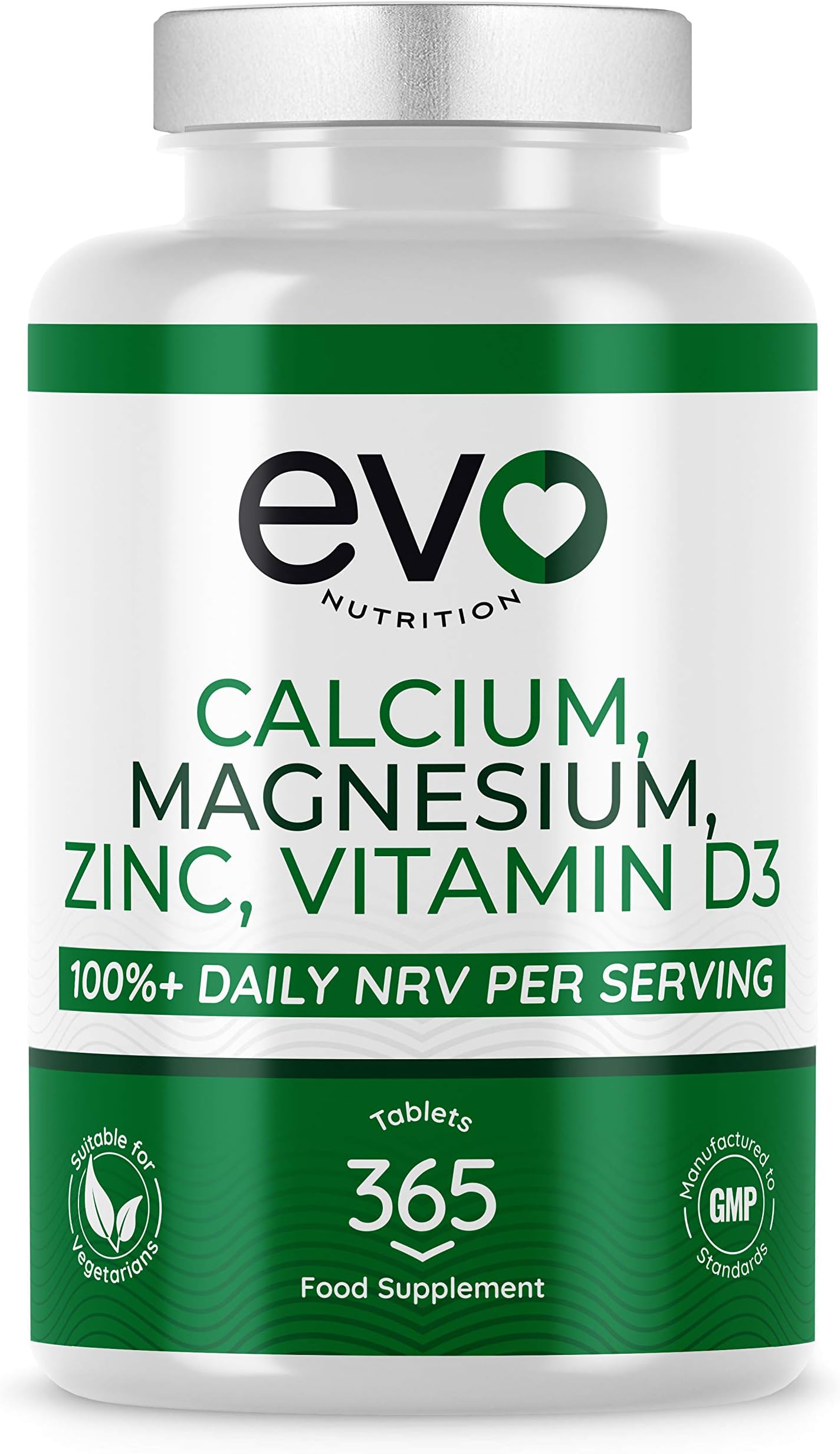 Calcium, Magnesium, Zinc, Vitamin D3 and Selenium | 365 Vegetarian Tablets | High Strength Osteo Supplement | 6 Month Supply | 100%+ Daily NRV Of Each Active Ingredient