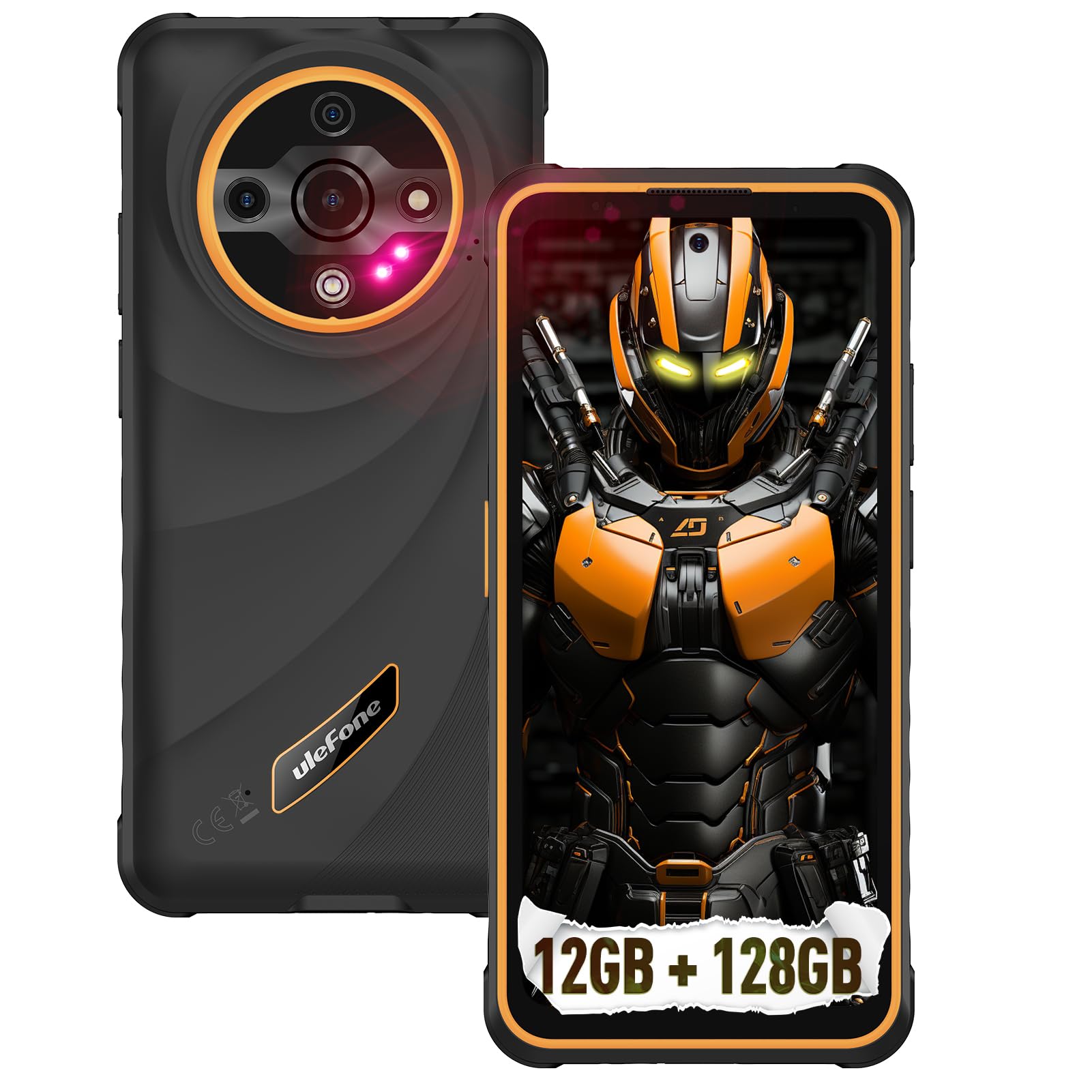 Ulefone Armor X31 Rugged Phone Unlocked, 12GB+128GB MTK Helio G91 Android 15, 48MP+20MP+2MP Camera, 6050mAh, 6.56" 90Hz Corning Gorilla Screen, IP68/69K Waterproof, Widevine L1, Dual 4G, Orange