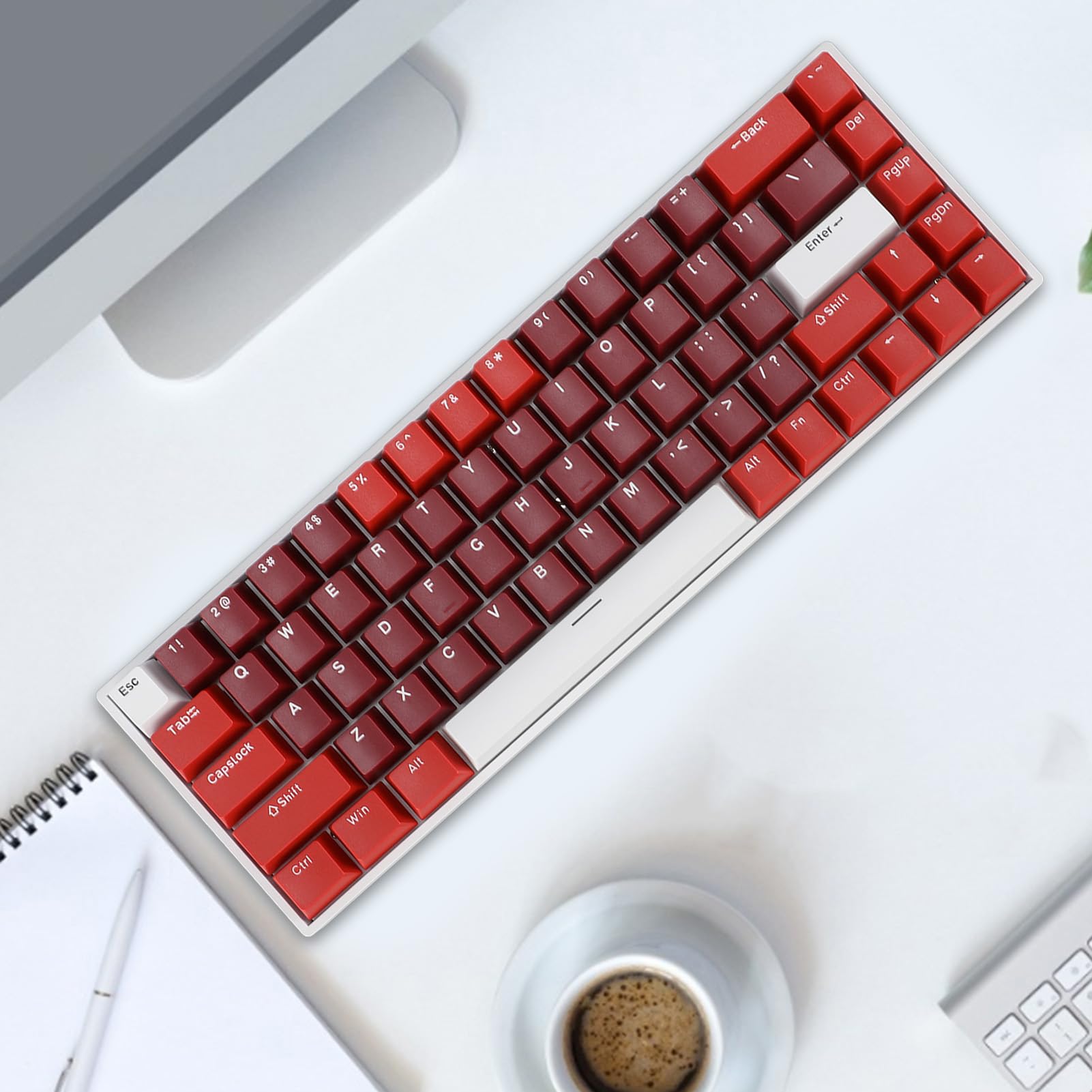 Bewinner Teclado Mecánico con Cable de 68 Teclas, Teclado Mecánico para Juegos Retroiluminado RGB con Interruptor Rojo, Ergonómico para Computadora con Puerto USB, Cable Tipo C, Múltiples