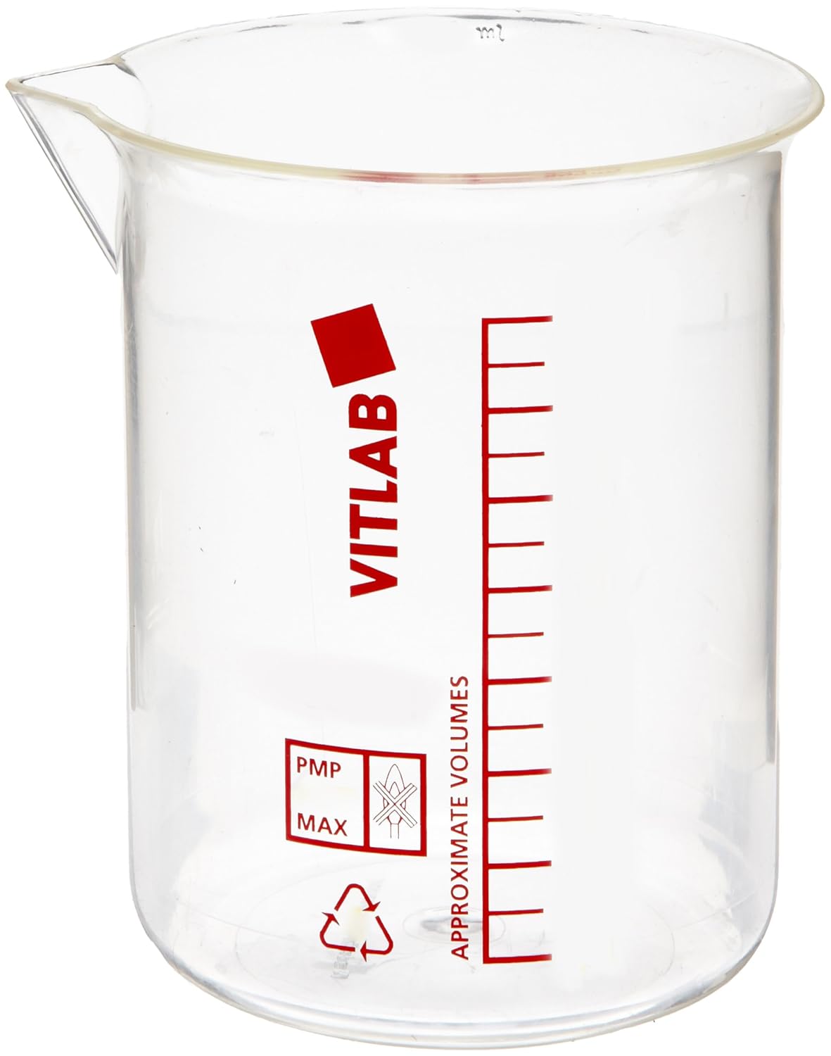 Vitlab Polymethyl Pentene Griffin Beaker, 25mL Capacity (Pack of 12)