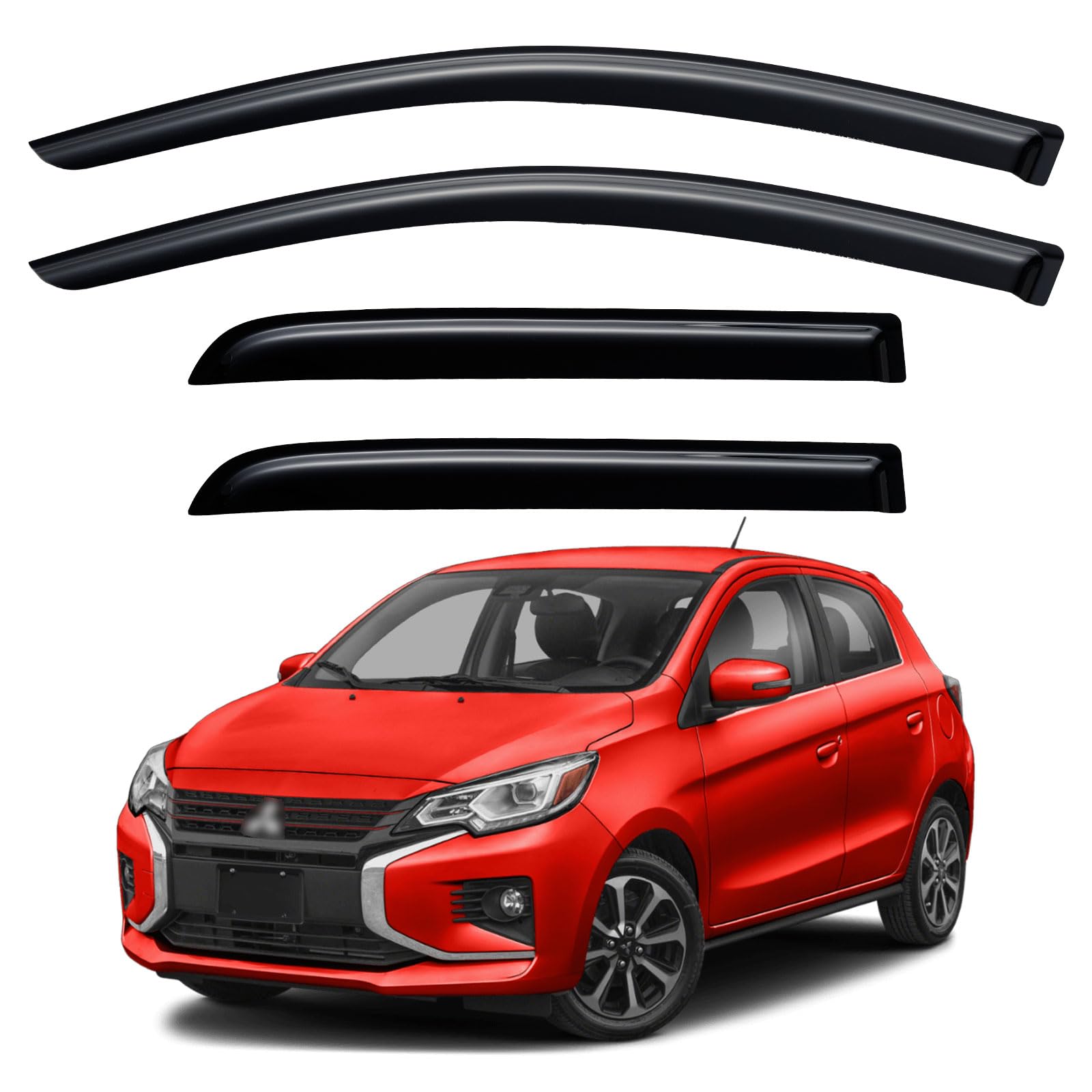 Window Visors Rain Guards for 2014-2024 Mitsubishi Mirage Hatchback