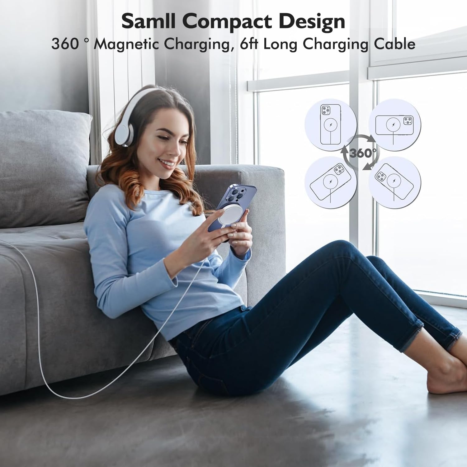 Ładowarka magnetyczna do iPhone'a 16, 16 m, USB C i Phone 16 15, bezprzewodowa podkładka ładująca i szybki blok ładowania PD USB C, szybka ładowarka do telefonu Apple Mag-Safe do iPhone'a 16/16 Pro