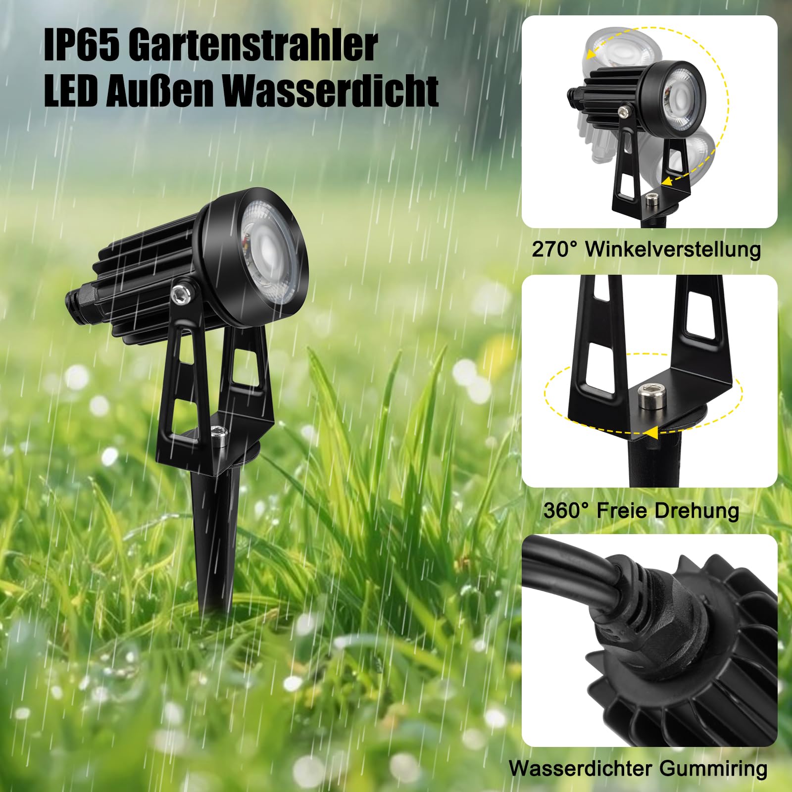 COOLWEST RGB Gartenstrahler mit Fernbedienung und Lichtsensor, 20M/8er Set Strahler IP65 Wasserdichte Gartenbeleuchtung mit Strom, 24V gartenleuchten mit Timer für Garten, Bäume, Wege, Dimmbar