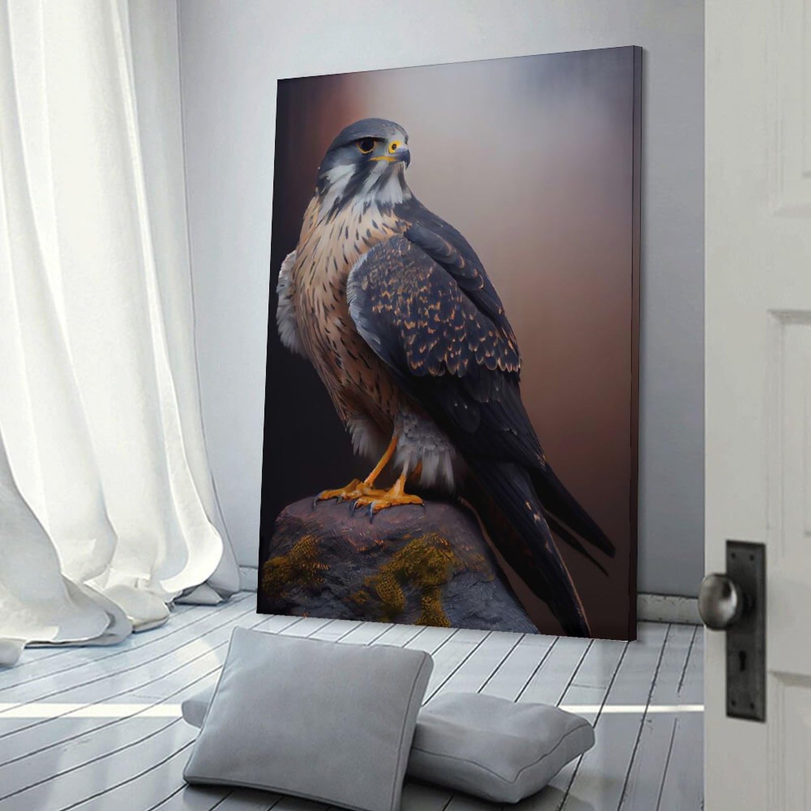 Junmoney Wall Decor Canvas Print Falcon Bird of Prey, 12x18inch(30x45cm), for Front Hall, Corridor Or Welcome Spaces, A Neat Decor Update for Hallways