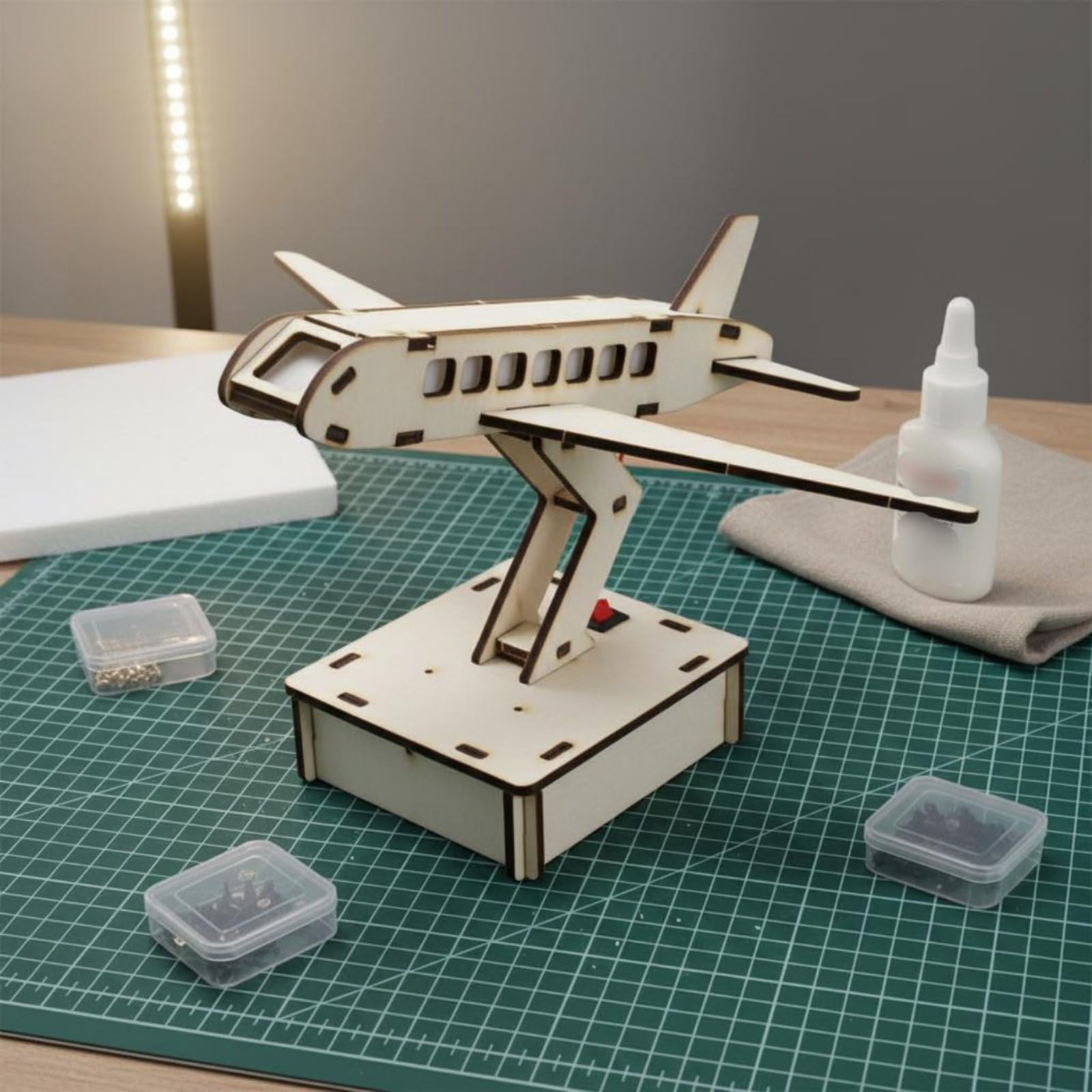 MagiDeal Modello Aereo in Legno Kit Modello Aereo Set Assemblaggio Giocattolo Educativo Progetto Scientifico Pezzi Tagliati con Precisione Montaggio Pulito