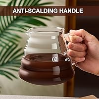 Vista 6 de Pour Over Coffee Maker Set 20 OZ, Borosilicate Glass Coffee Server with 50 pcs V60 Paper Filter, Pour Over Coffee Dripper Carafe for Home Cafe