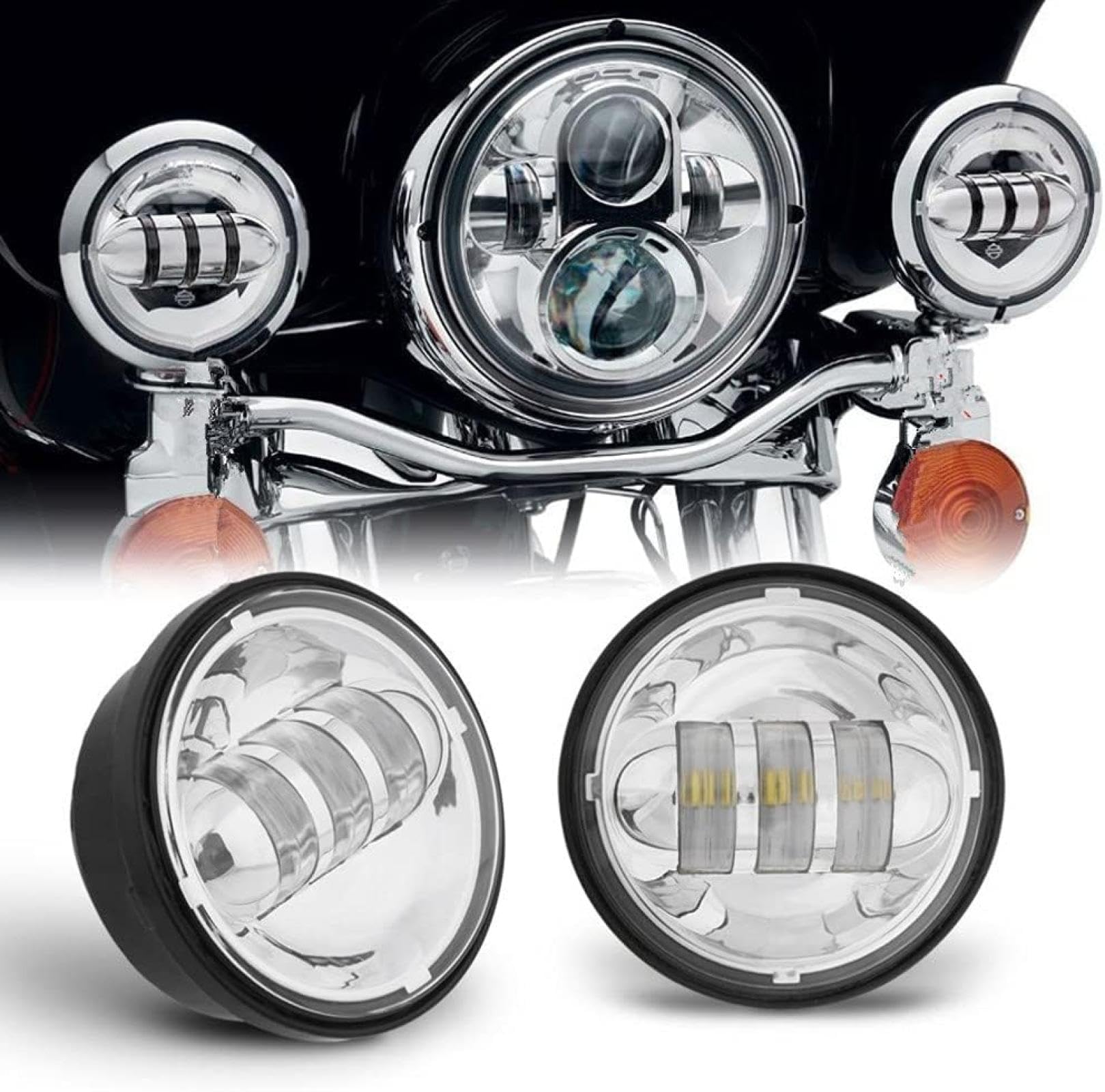 reflektor motocyklowy 45W Reflektor Części Motocyklowe 7" Reflektor LED + 4,5" 4 1/2" Światła Mijania Dla Softail Classi