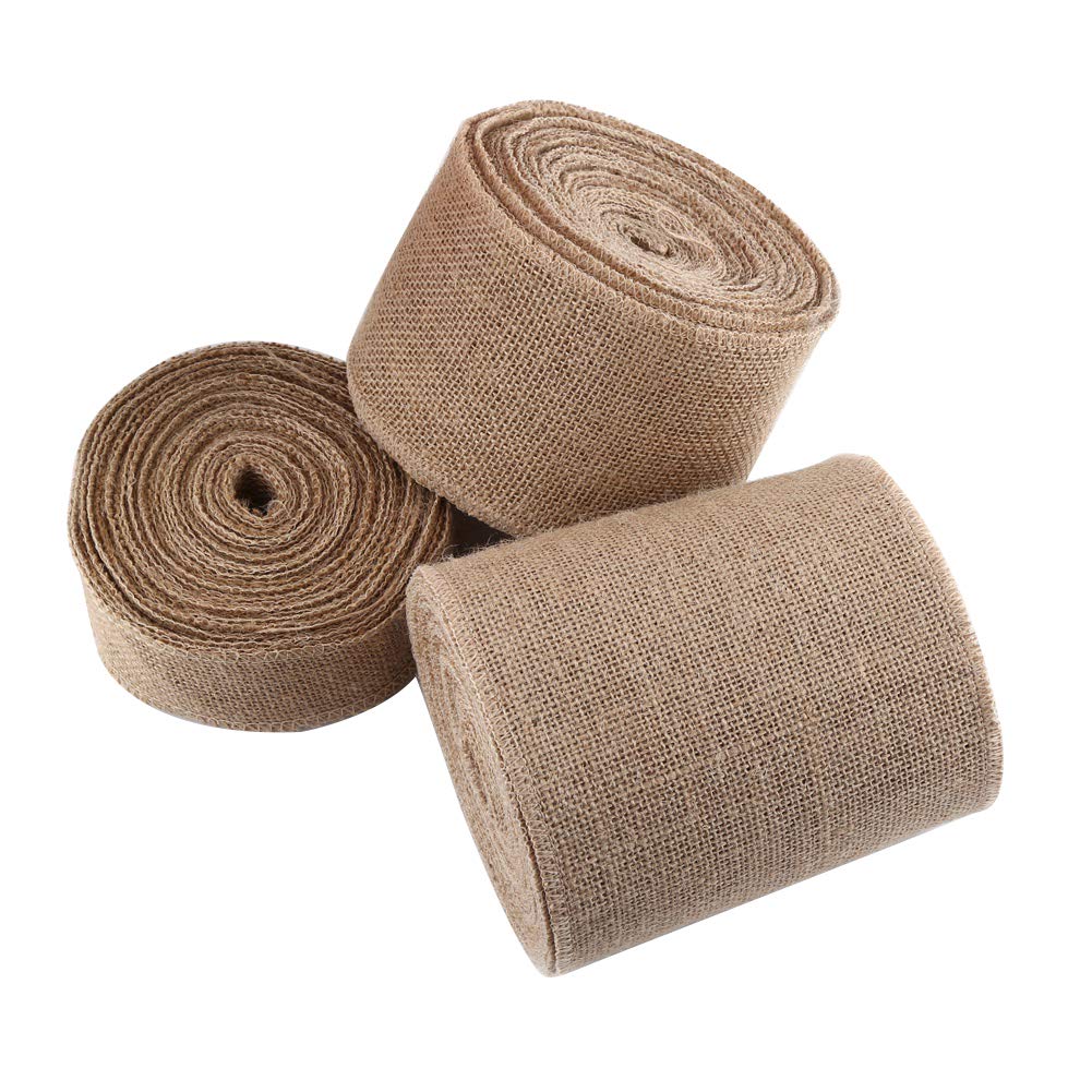 Rouleaux de Ruban de Jute Rouleau Rustique Ruban de Tissu de Jute Tissus de Toile de Jute Pour la Partie Décorative Bricolage Artisanal Artisanat Arts Décoration de Noël (10CM