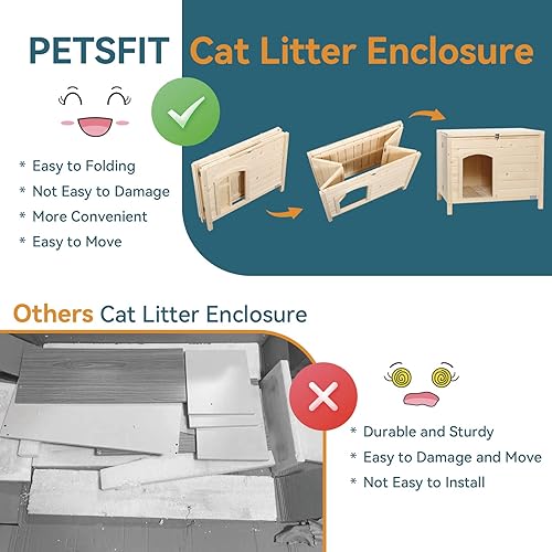 Miniatura 3 de Petsfit Casa plegable para perros, no requiere herramientas para el montaje, ventilar la casa para perros de madera para gatos y perros pequeños,
