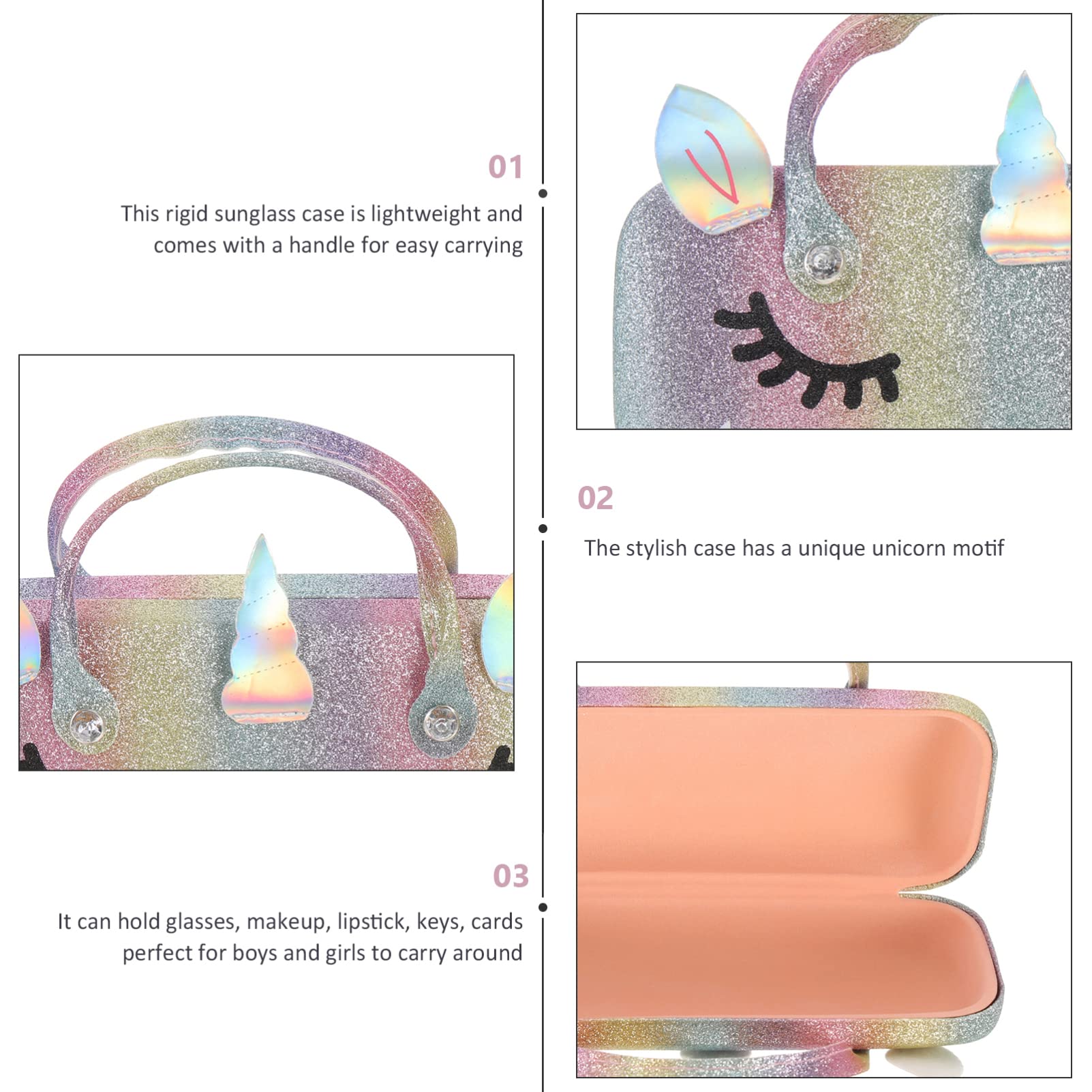 FOMIYES Kinder Brillenetui Pu Leder, Tragbare Brillenbox Mit Griff, Kreatives Design FüR Sonnenbrillen, Brillen, Schmuck, 16x7x5 Cm