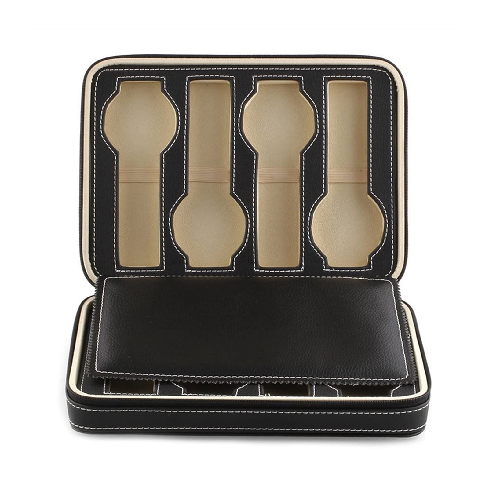 Spacmirrors Herren-/Damen-Uhren-Organizer, Uhren-Display-Box, Uhren-Aufbewahrungsbox, Reise, tragbare Uhr, Reißverschlusstasche, PU-Uhrenbox, Uhrenaufbewahrung, Aufbewahrungsbox für Herren und Damen,