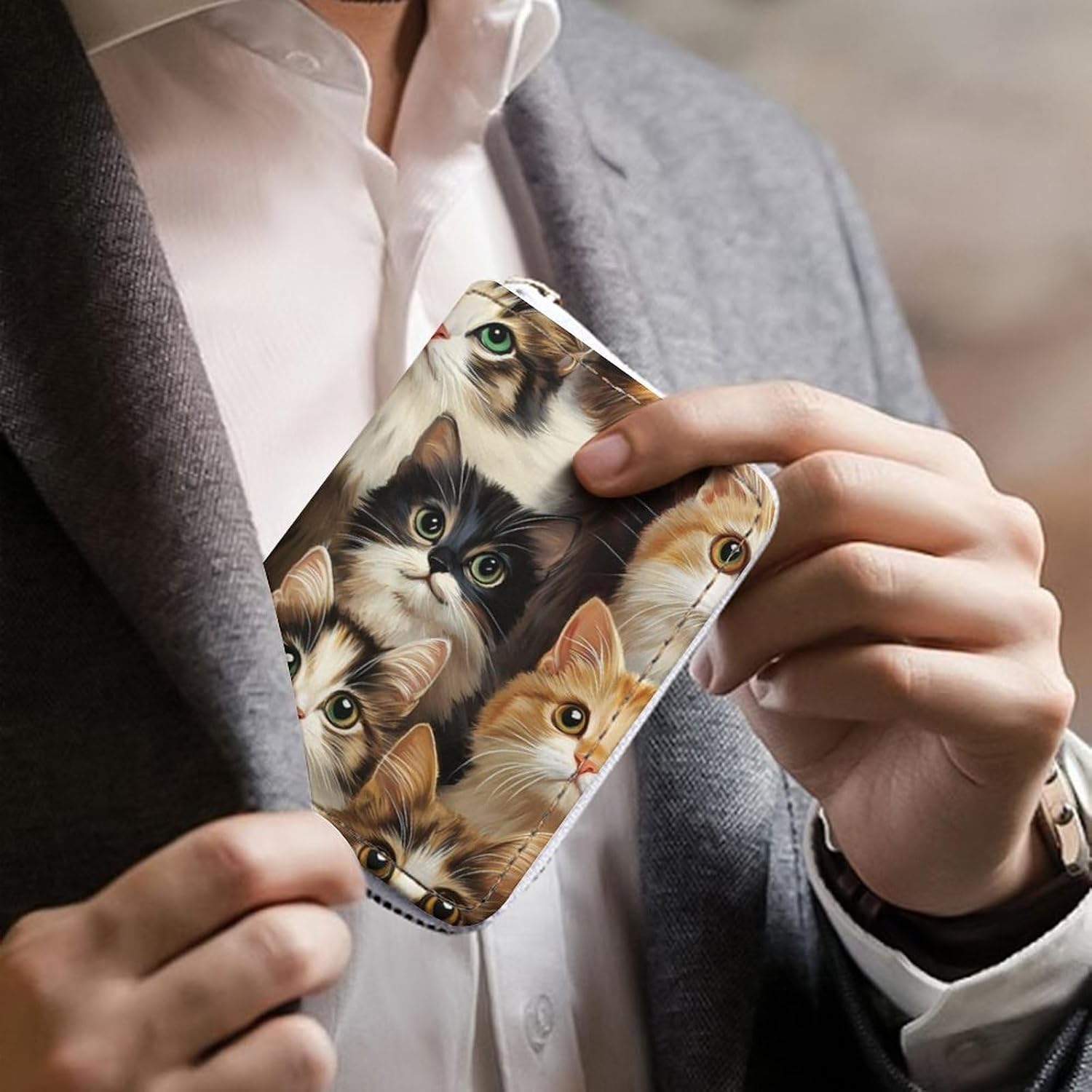 Cute Cats Small Business Credit Card Holder Wallet with 20 Card Slots Case Coin Purse Pouch
