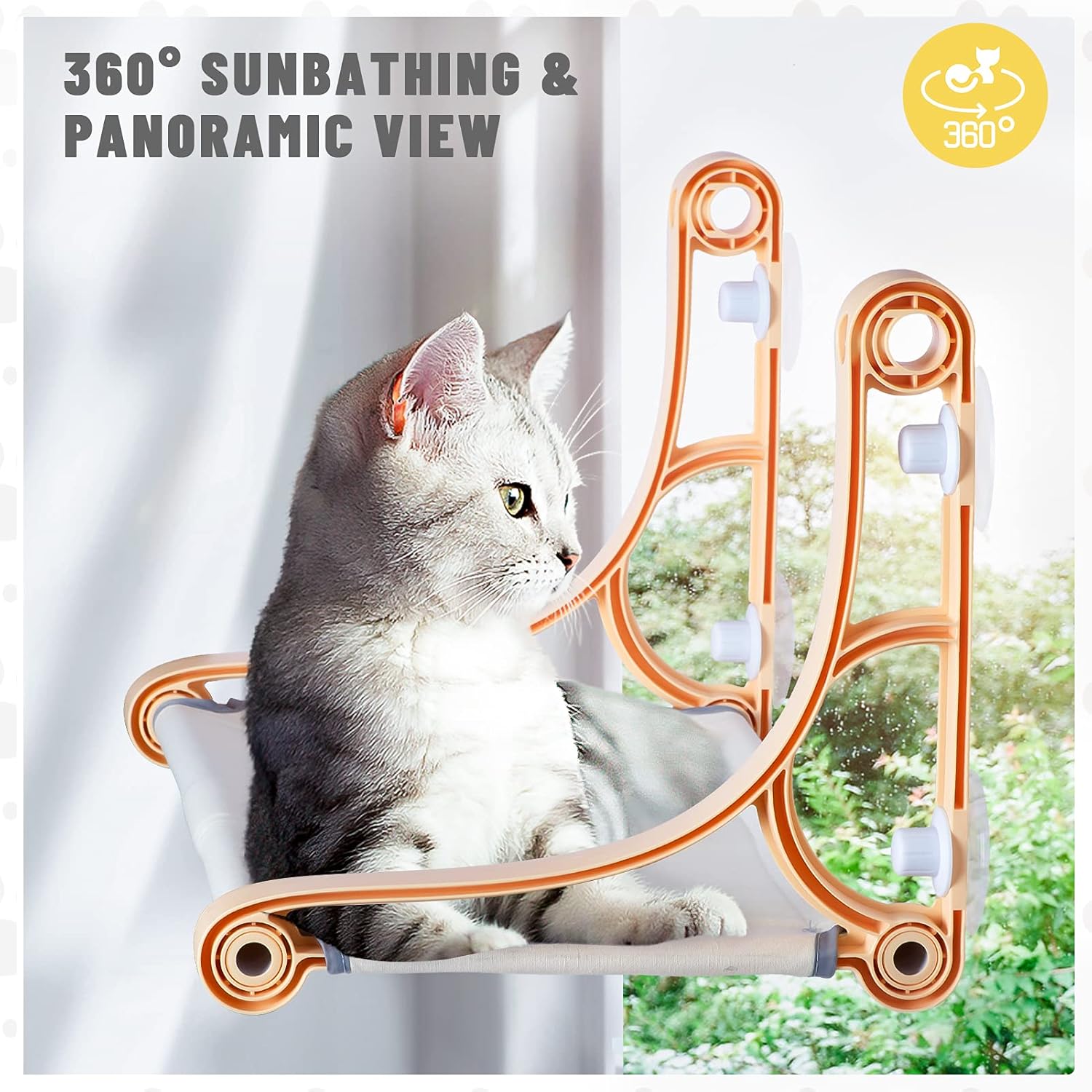 ZRU Cat Window Perch Cat Window Hammock with 2 Installation Styles, Safe & Sturdy Cat Hammock with Reinforced Suction Cups, Cat Window Seat Bed for Indoor Cats (Yellow) : Pet Supplies