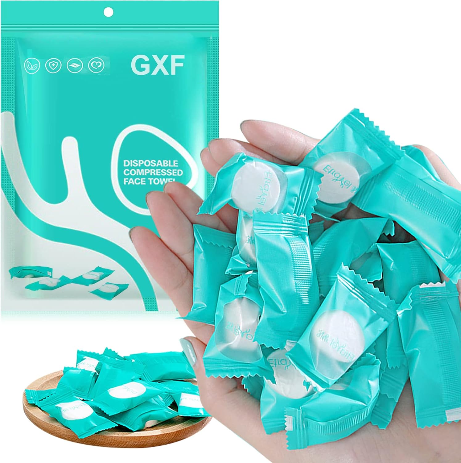 GXF Compressed Towel, Portable Cotton Hypoallergenic Travel