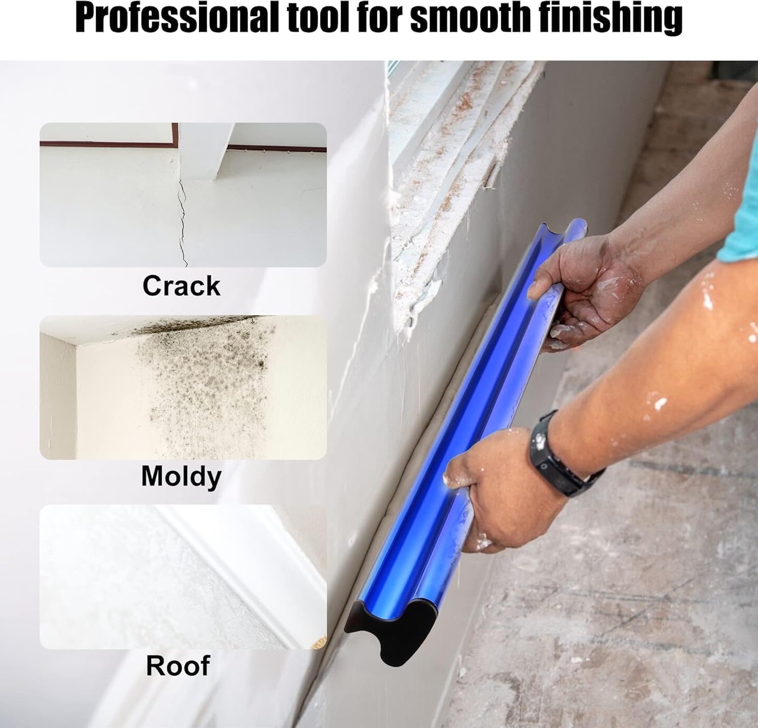 KEZERS Drywall Tool Kit 10-Piece Skimming Blade Set with Extension Handle – 5 Putty/Taping Knives (4"-12") & 5 Skimming Blades (7"-24") for Drywall, Plaster, and Compound Work