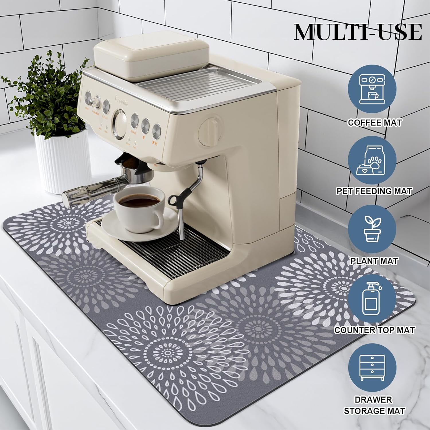 Dish Drying Mat Super Absorbent Kitchen Counter Mat Rubber Baing