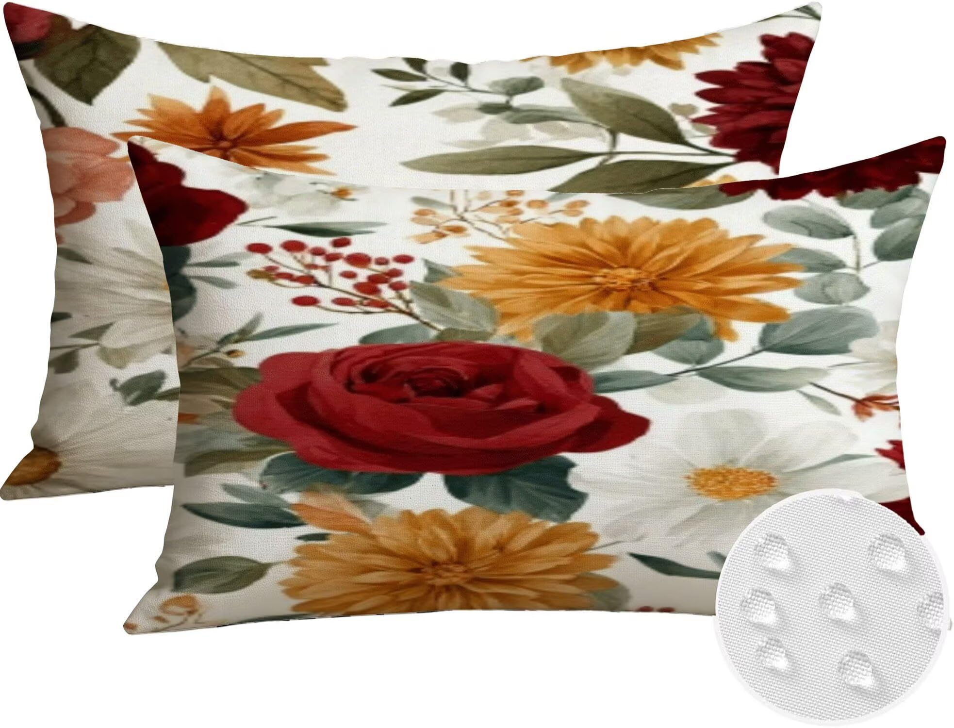Générique Housse Coussin Exterieur Impermeable 50x60cm Botanique Décoratif Taie d'oreiller Decoration Flower Housse de Coussin Exterieur Impermeable pour Salon de Jardin Lot 2. T-592