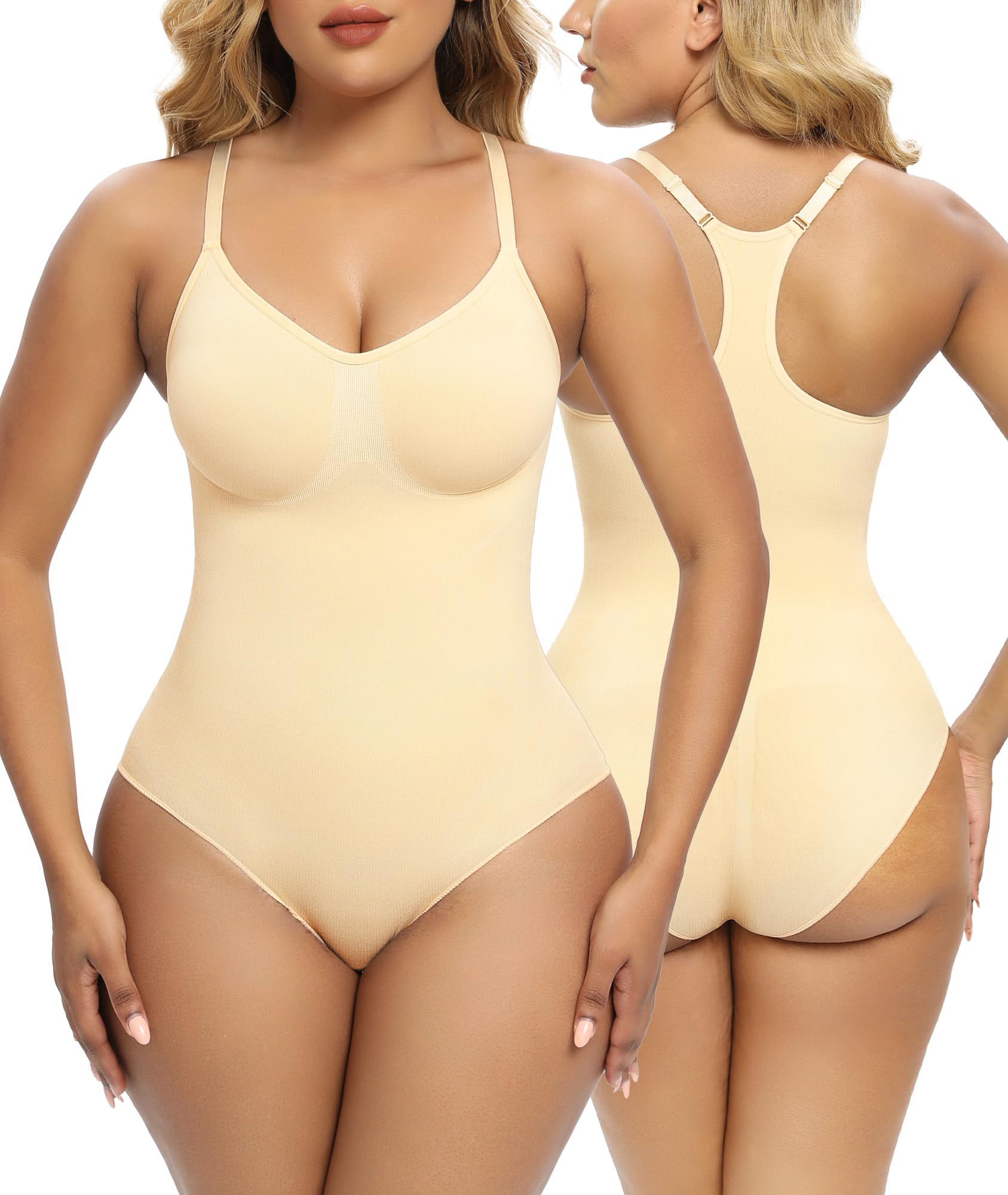 Bodysuit for Women Tummy Control Shapewear Racerback Seamless Body Shaper Tank Top