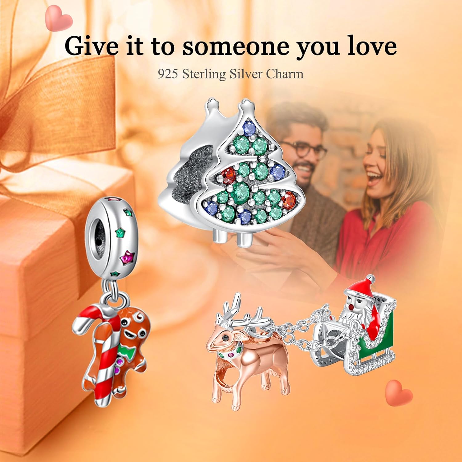 925 Sterling Silver Charm for Women Bracelets Necklace Green Christmas Tree Snowflake Halloween Pumpkin Head Bat Demon Pumpkin Head Charms