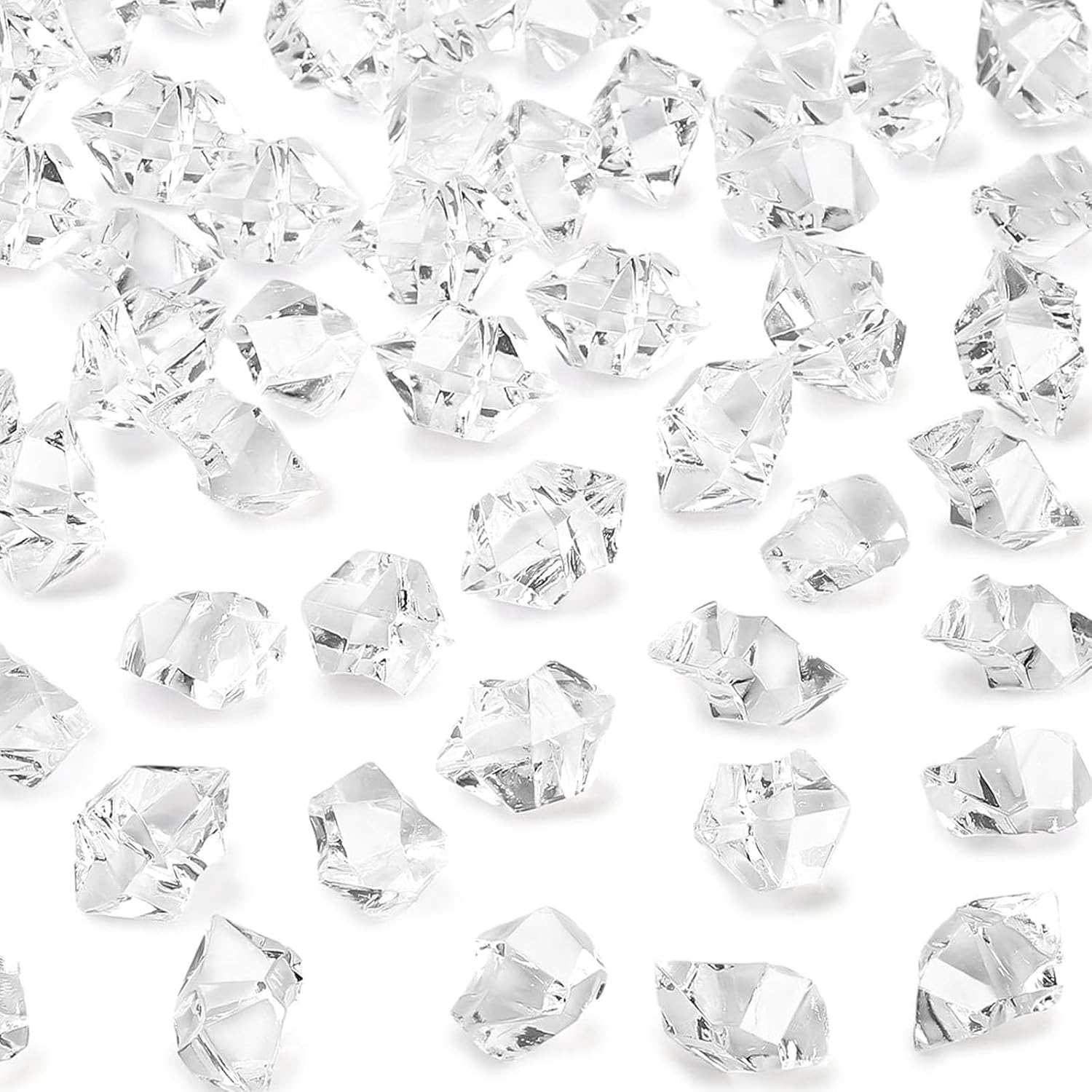 DomeStar Decor Bundle with 150PCS Acrylic Fake Ice, 24PCS Rattan Balls and 8 Pack Natural Cotton Stems, Vase Fillers Centerpieces for Wedding Party Home Table Decor