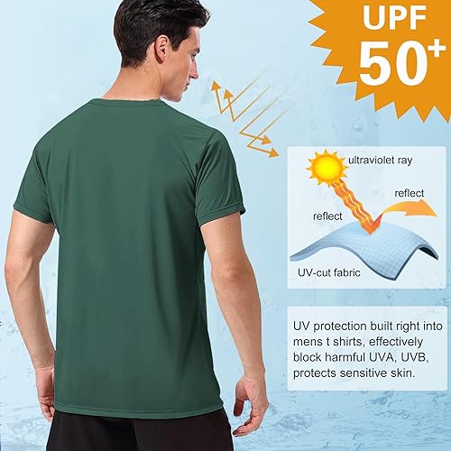 Miniatura 9 de MeetHoo Camiseta estándar para hombre, protección solar UPF 50+, secado rápido, manga corta, entrenamiento, pesca, correr, camisetas