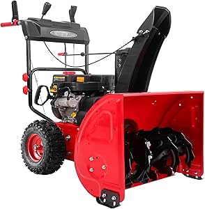 PowerSmart 24-Inch Two-Stage Self-Propelled Gas Snow Blower with 212cc Engine, Electric Start, 6 Forward/2 Reverse Speeds, and LED Lights