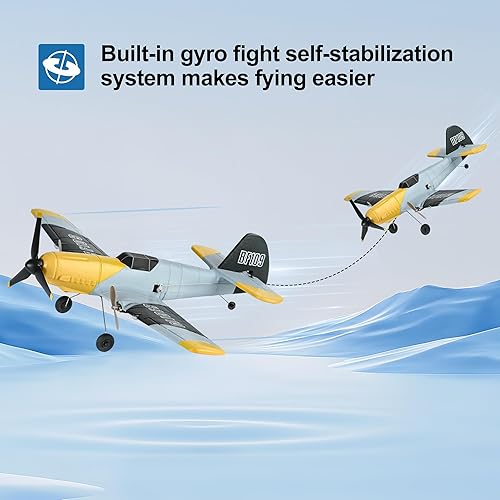 Miniatura 3 de Avión RC BF-109 de 3 canales, 2.4 GHz, estabilizador de giroscopio de 6 ejes RTF, avión planeador o principiantes adultos niños con sistema de