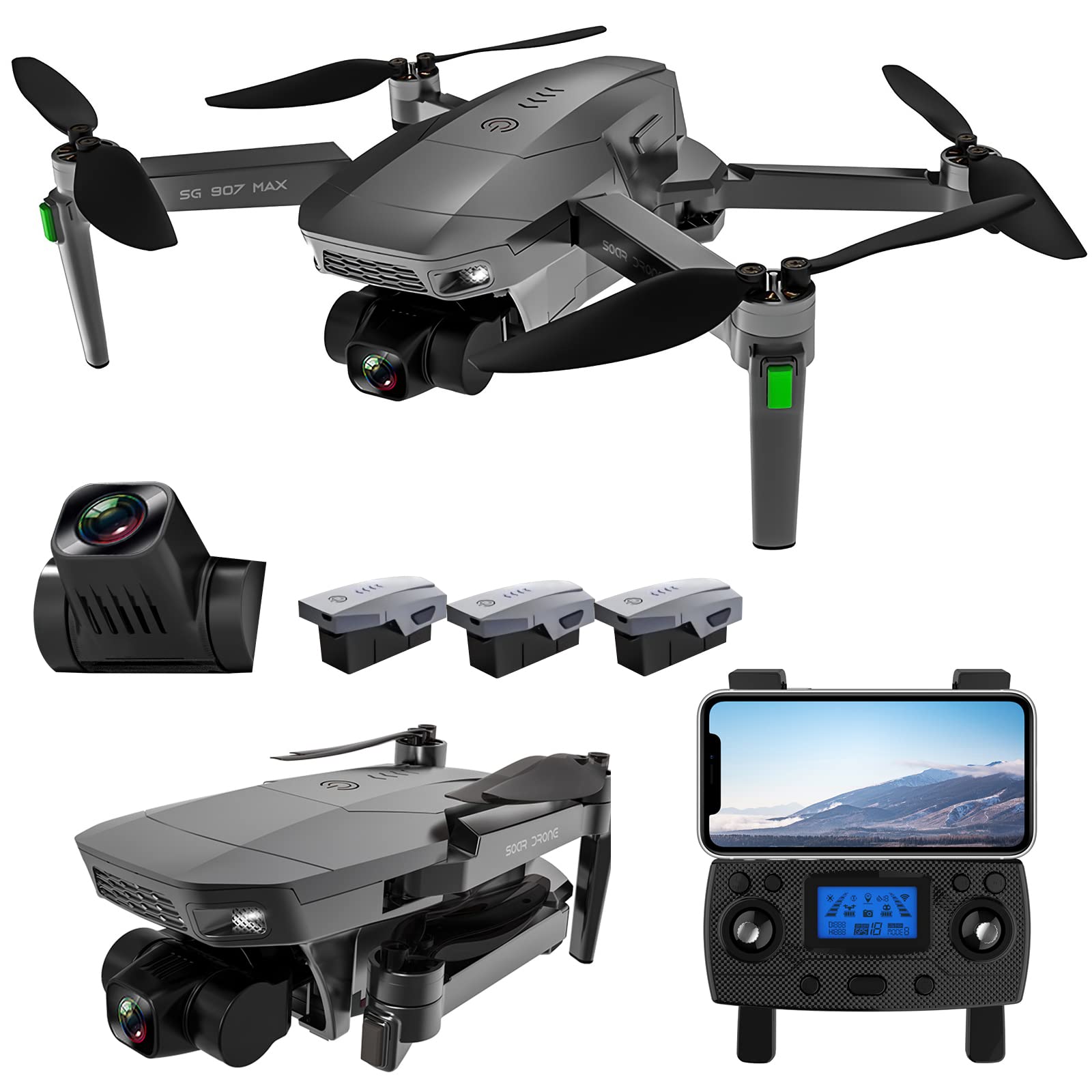 Quadricottero RC con Ritorno Automatico, Drone GPS con Fotocamera 4K per Adulti, Fotocamera ESC, modalità brushless, Flusso Ottico ad Altezza Fissa, Video con Foto di gesti, segui di immagin